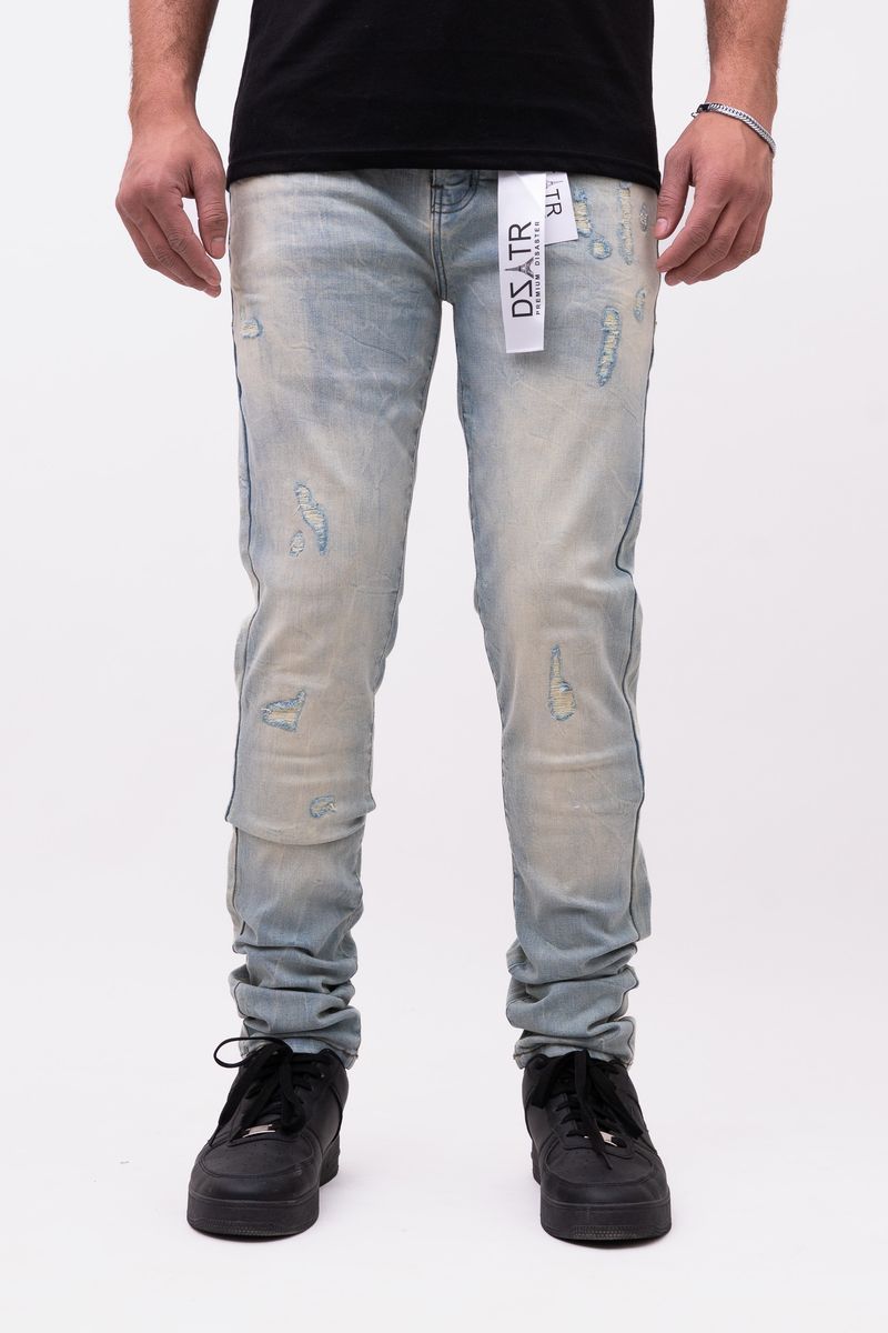 Disaster Ultra Skinny Stretch Denim - Ice Vintage