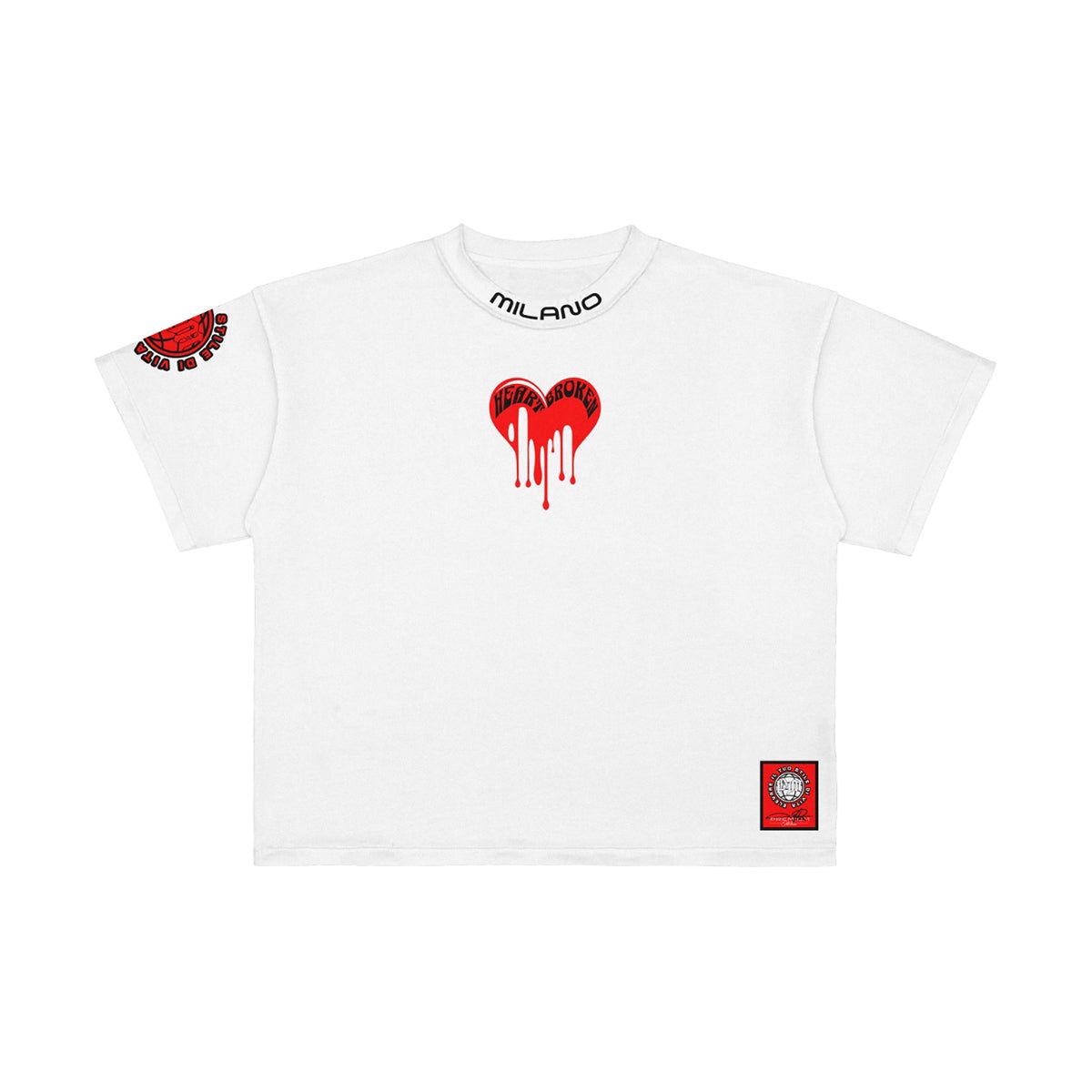 Premium Milano "Melted Heart" Crew Neck T-Shirt - White