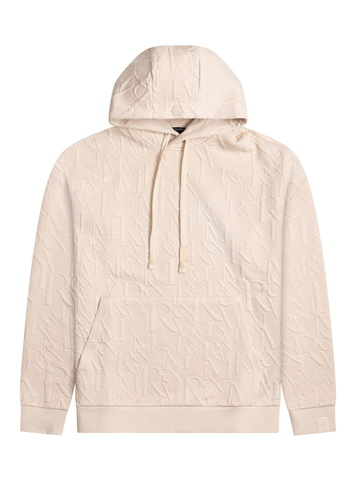 Roberto Vino "Lightweight Knit Hoodie" - Stitched Monogram Beige