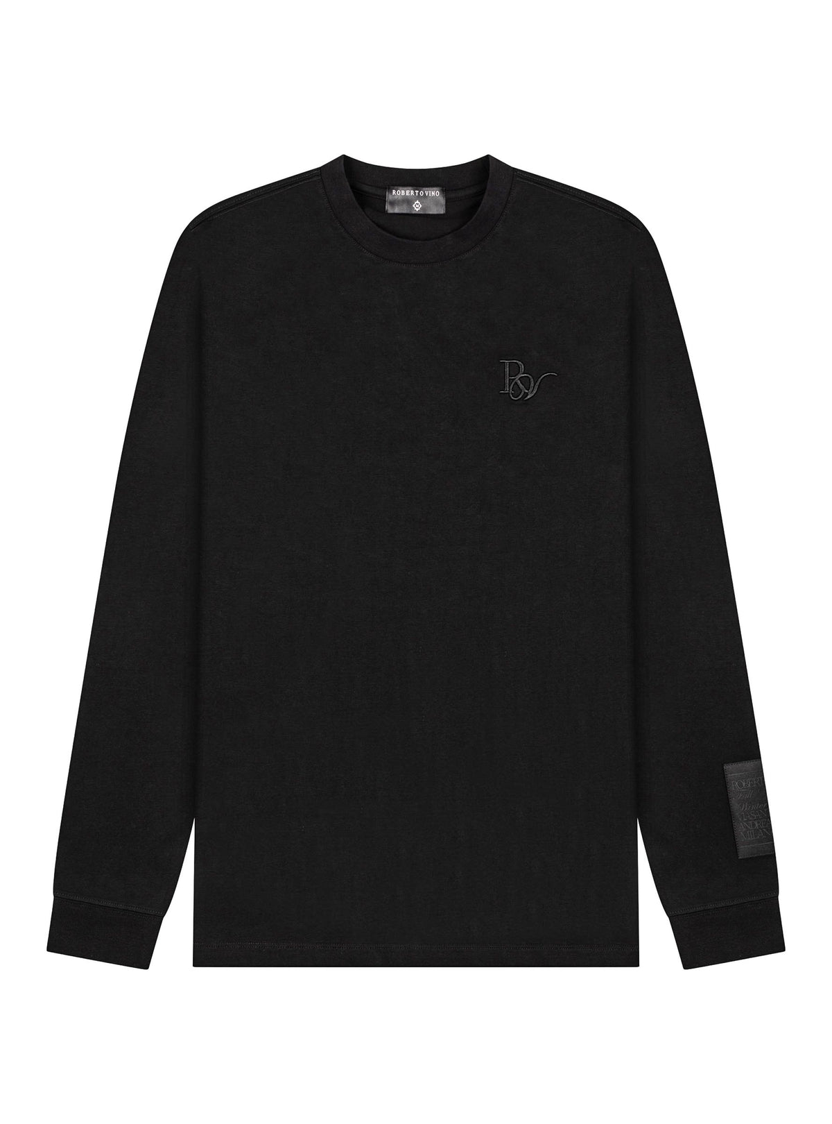 Roberto Vino "Slim Fit Long Sleeve Tee" - Milano Script Black