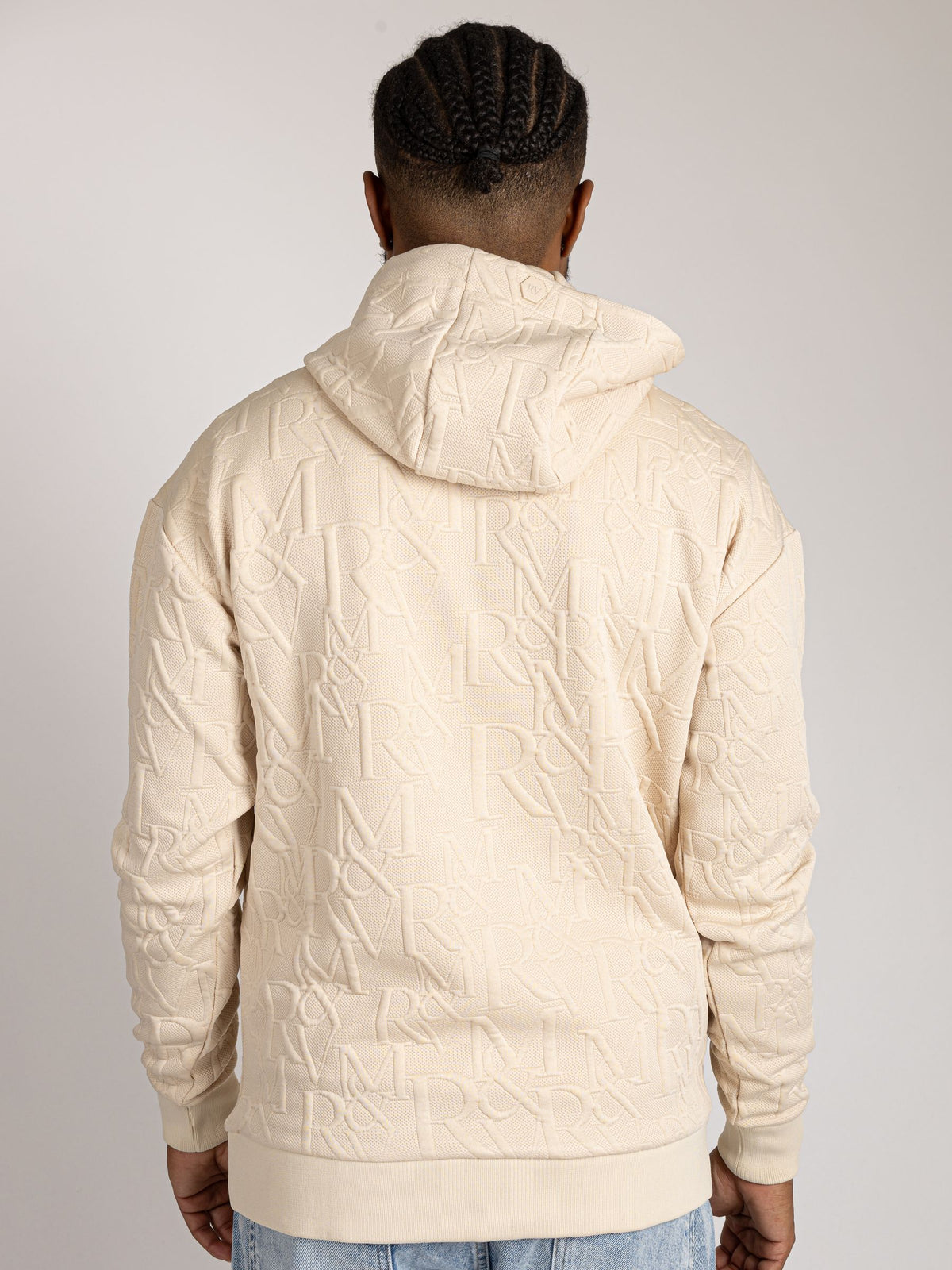 Roberto Vino "Lightweight Knit Hoodie" - Stitched Monogram Beige