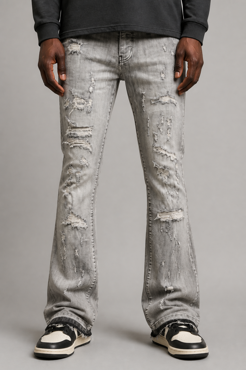 Damati Ripped Stacked Jeans