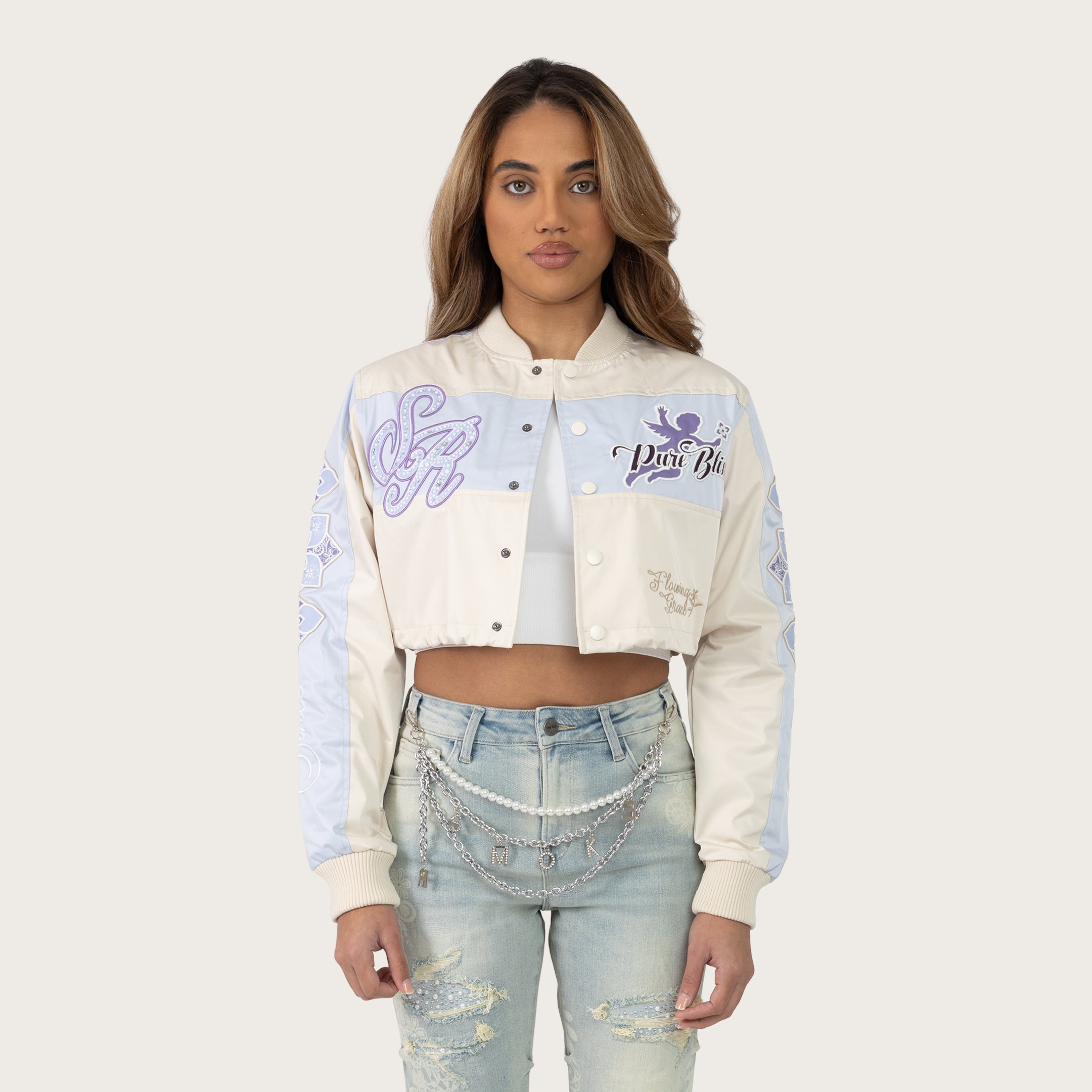Smoke Rise Red Women's "Pure Bliss" Windbreaker Jacket - Oatmeal