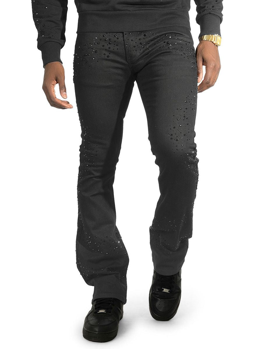 Makobi "Romani" Rhinestone Stacked Flare Jeans