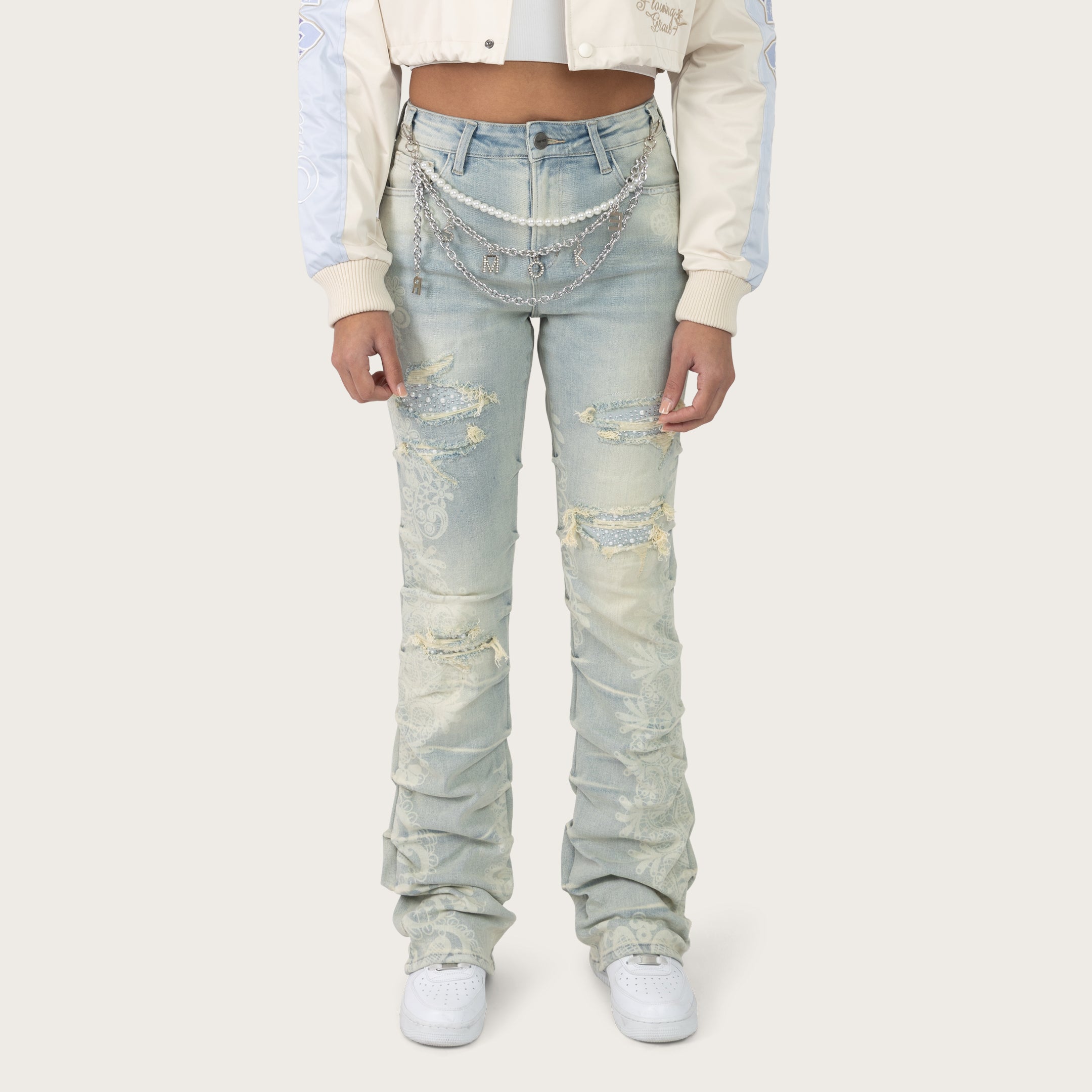 Smoke Rise Women's High Rise Chain Flare Jean