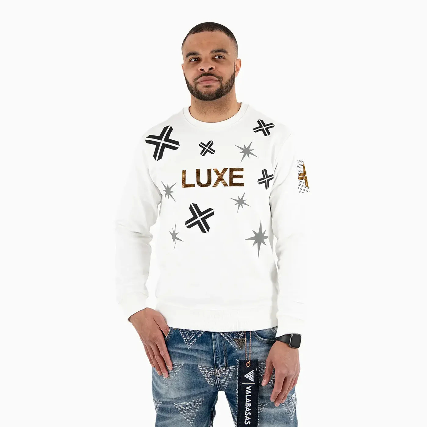 Luxe Crewneck Crystals Crewneck Sweater