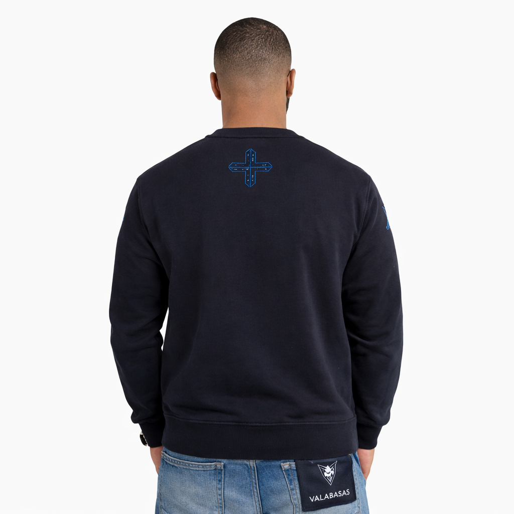 Luxe Crewneck Abstract Print Rhinestone Sweatshirt