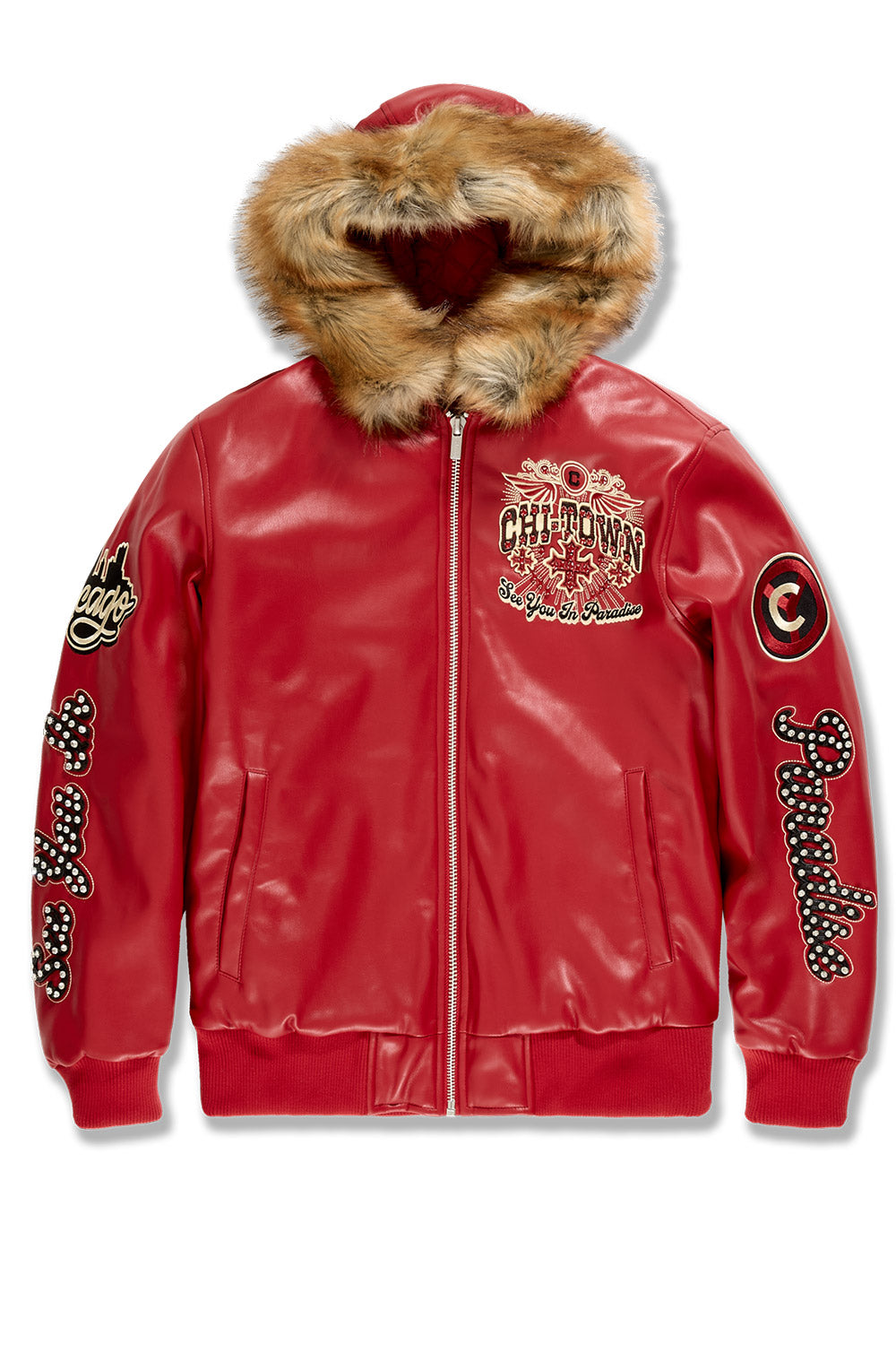 See You In Paradise "Chitown" Hooded Bomber Leather Jacket