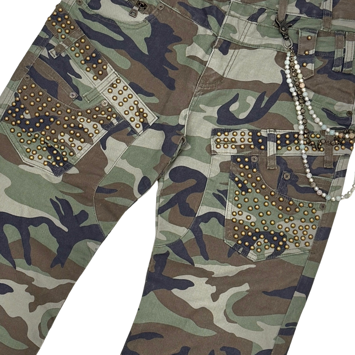 Gunzinii Camo Stacked Flare Chain Jeans