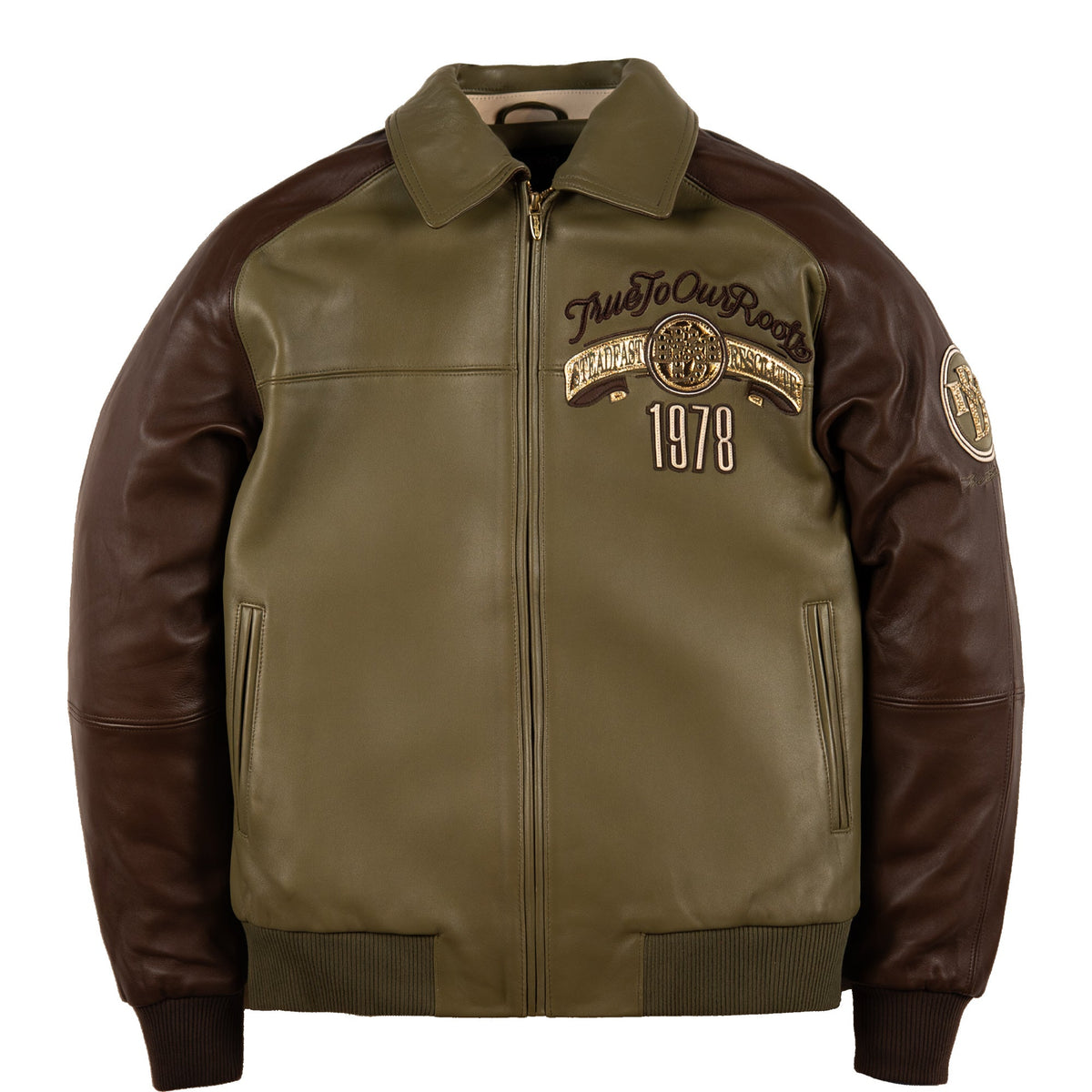 Pelle Pelle "True to Our Roots" Rhinestone Leather Jacket - Olive/Brown