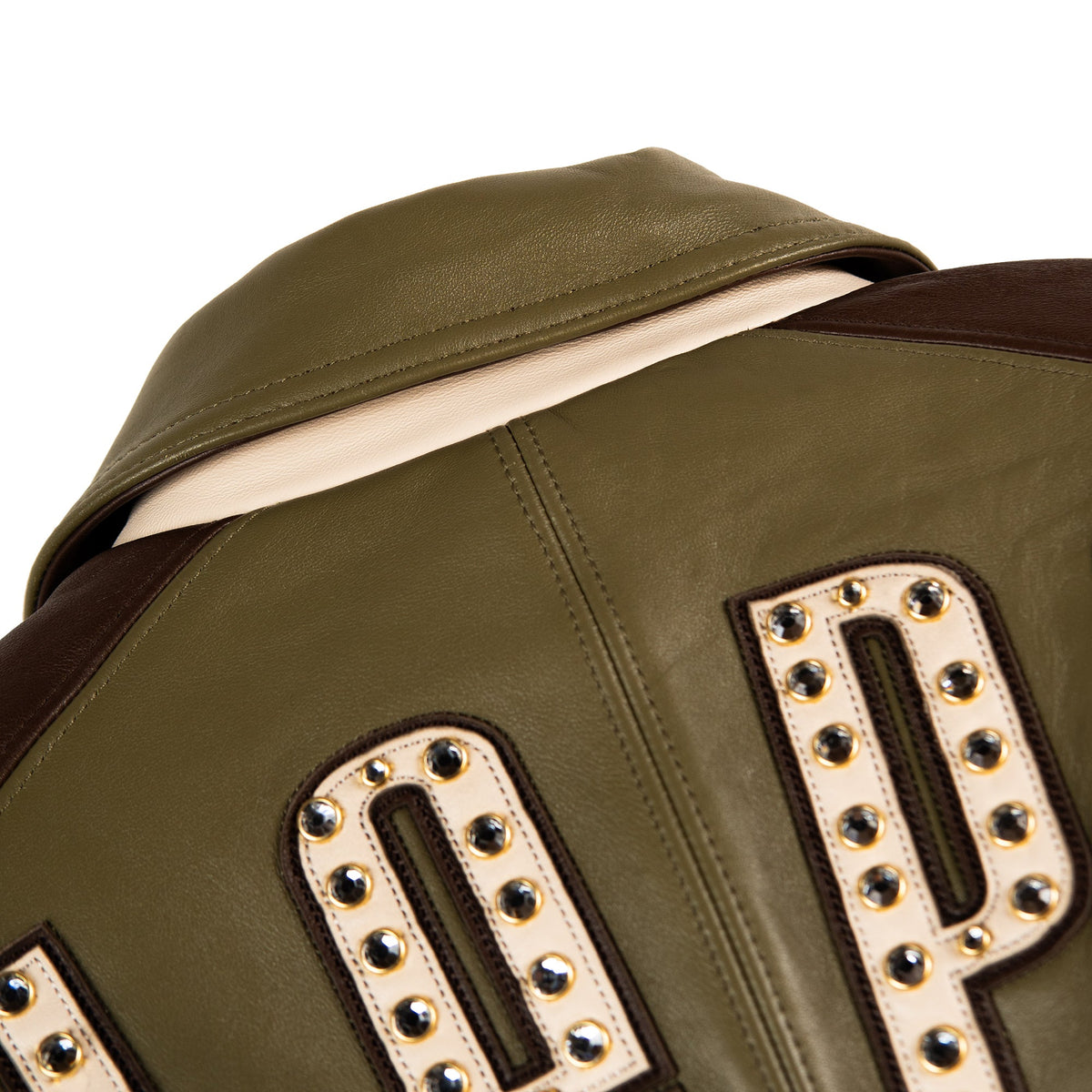 Pelle Pelle "True to Our Roots" Rhinestone Leather Jacket - Olive/Brown
