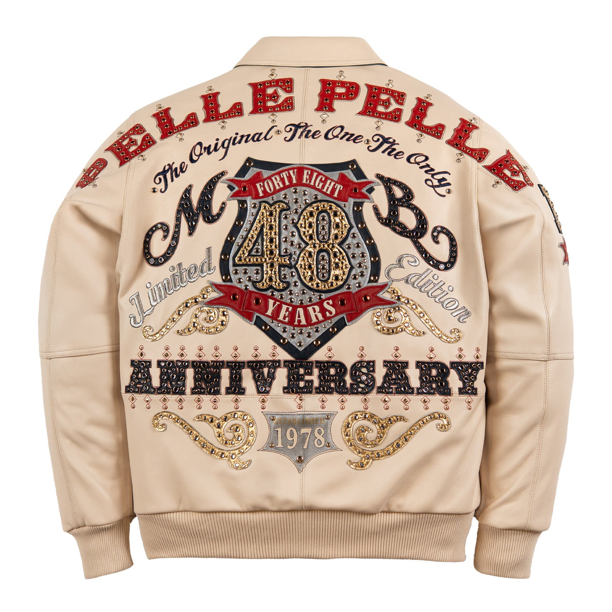 Pelle Pelle "Unrivaled Anniversary" Studs & Rhinestones Jacket - Ivory