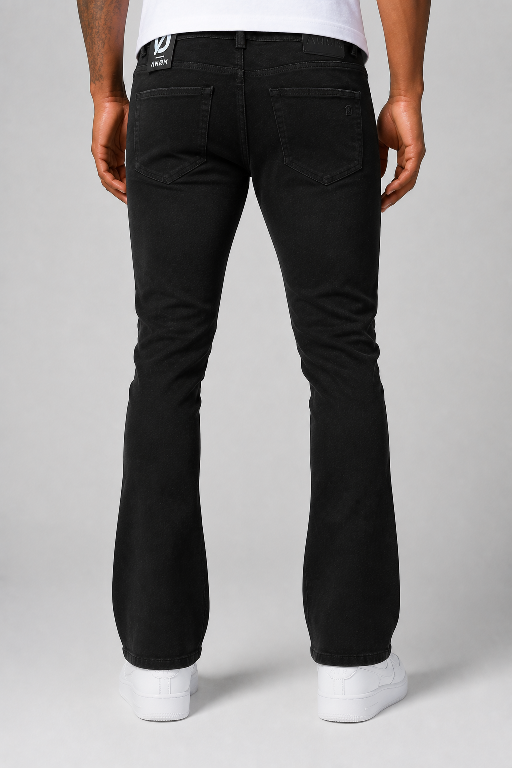 ANOM "Aura" Fitted Stacked Jeans - Jet Black
