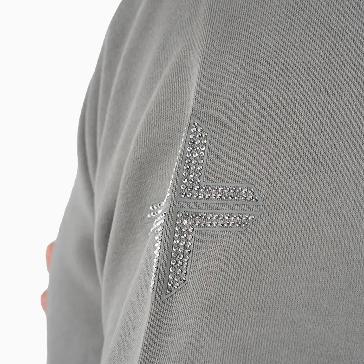 Luxe Crewneck Abstract Print Rhinestone Sweatshirt