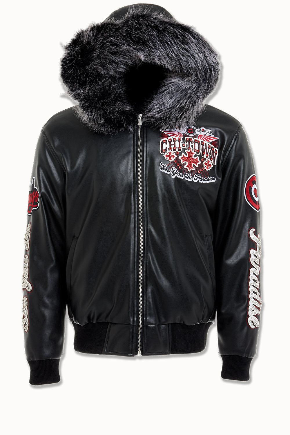 See You In Paradise "Chitown" Hooded Bomber Leather Jacket