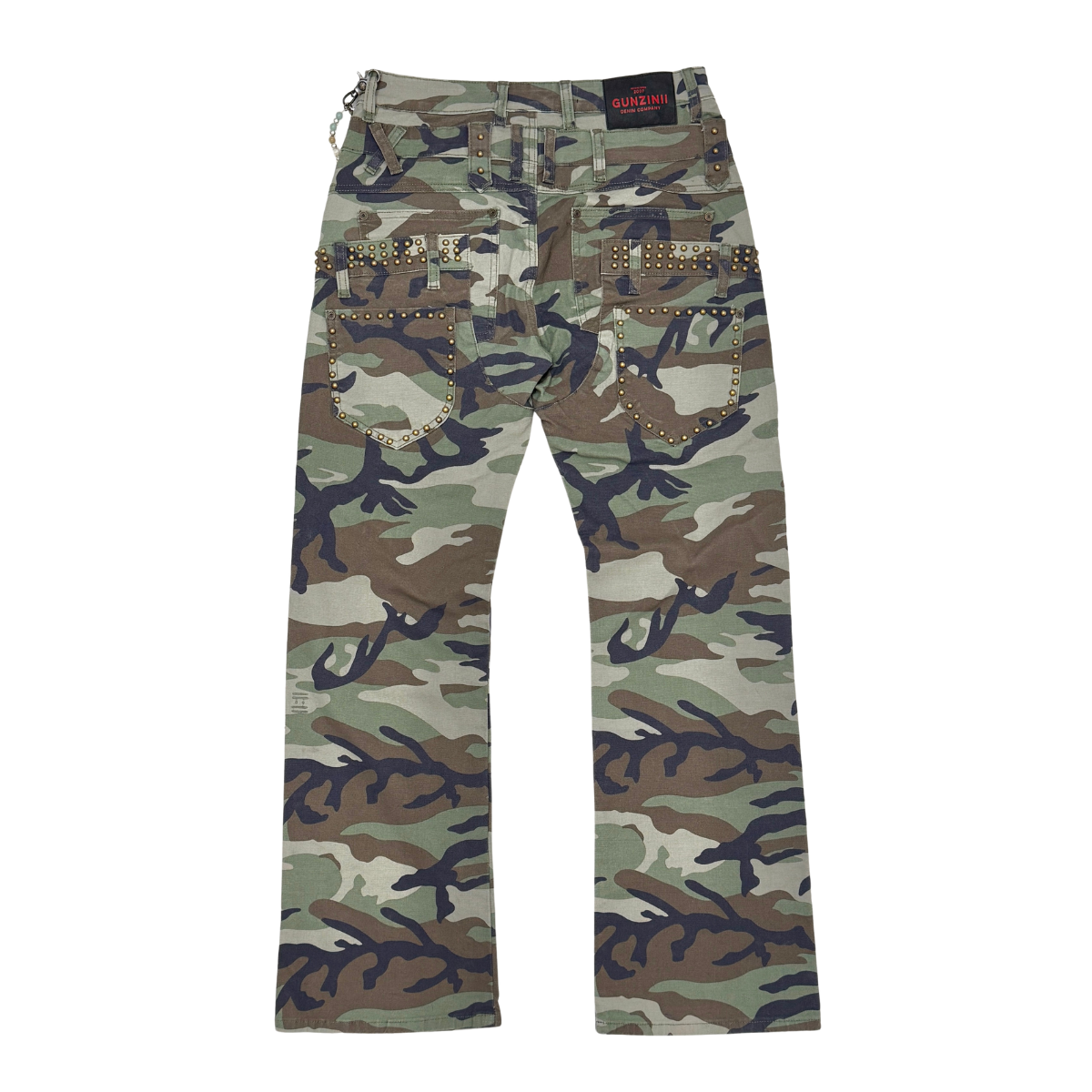 Gunzinii Camo Stacked Flare Chain Jeans
