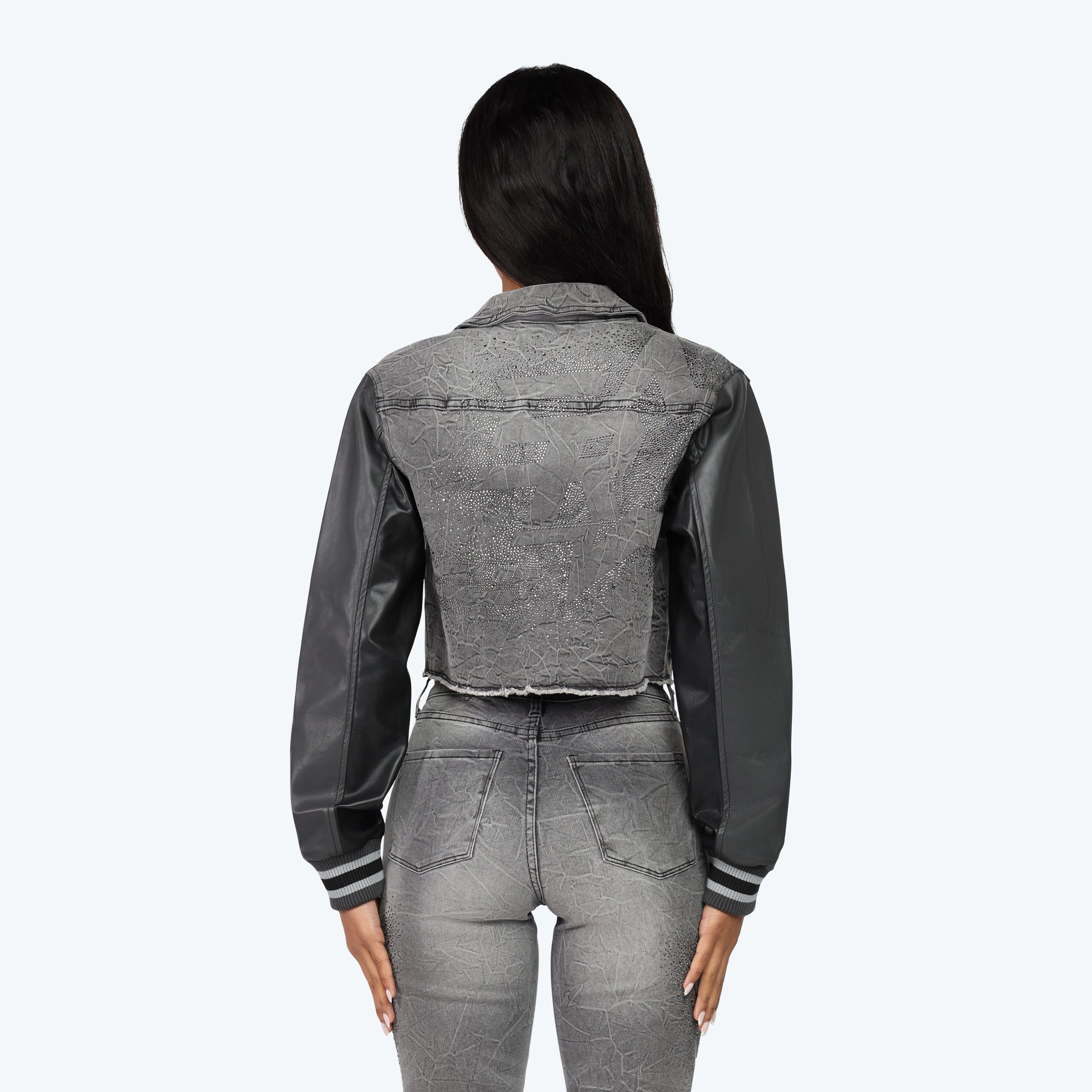 Smoke Rise Rhinestone Jean Trucker Jacket & Pinching Stack Pants