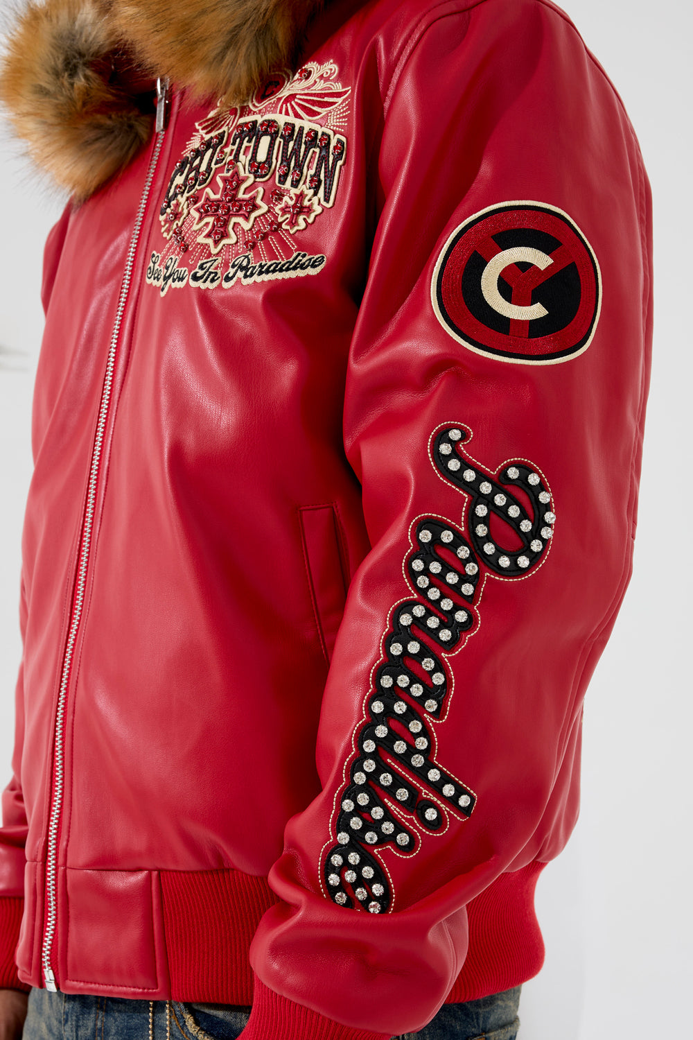 See You In Paradise "Chitown" Hooded Bomber Leather Jacket