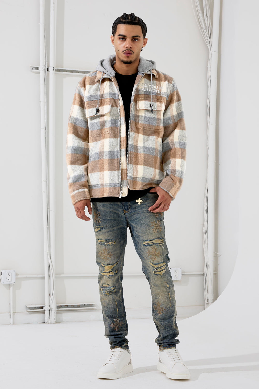 See You In Paradise Flannel Hooded Shacket