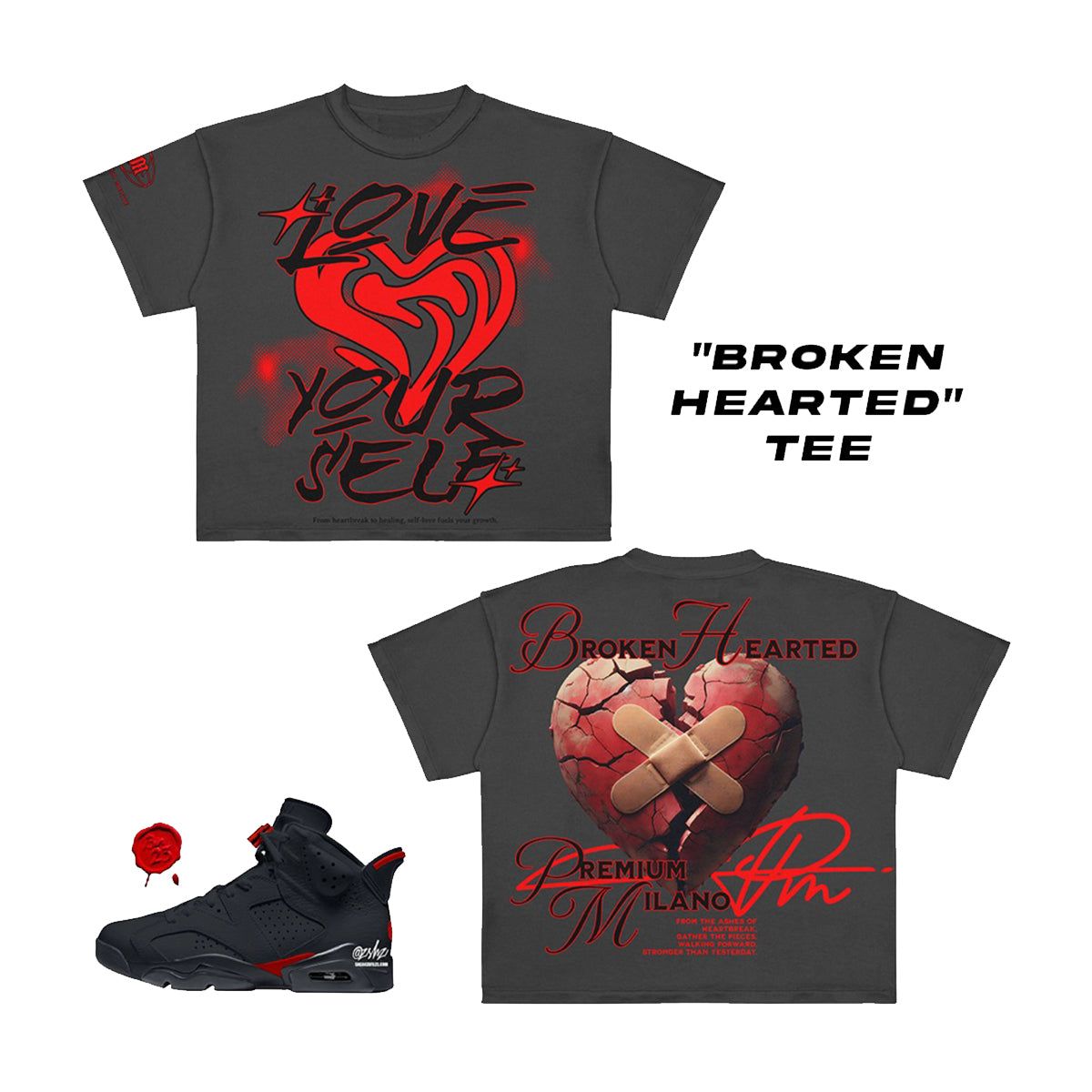 Premium Milano "Broken Hearted" Crewneck Graphic Tee
