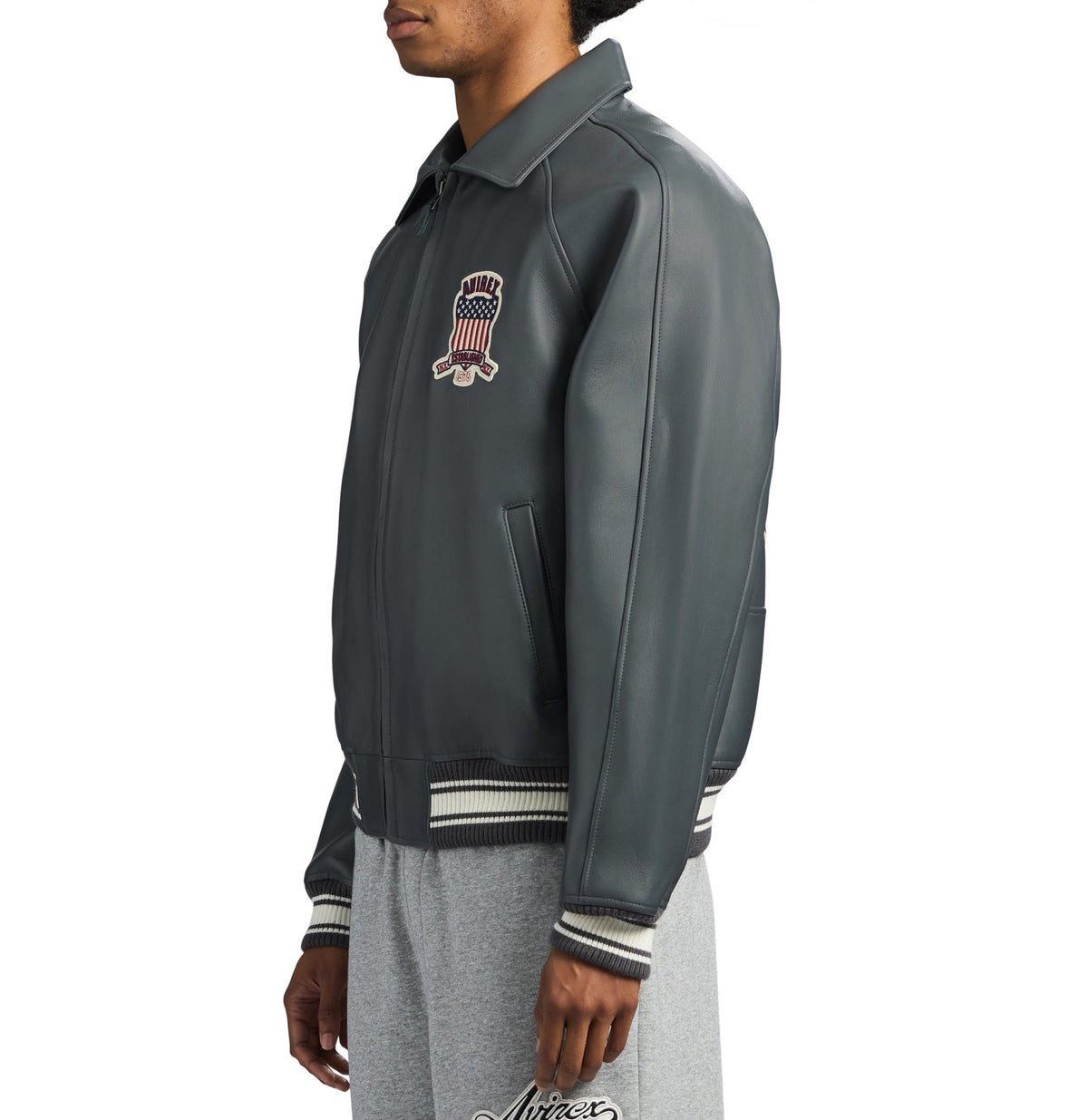 Avirex "Icon" Leather Jacket - Asphalt