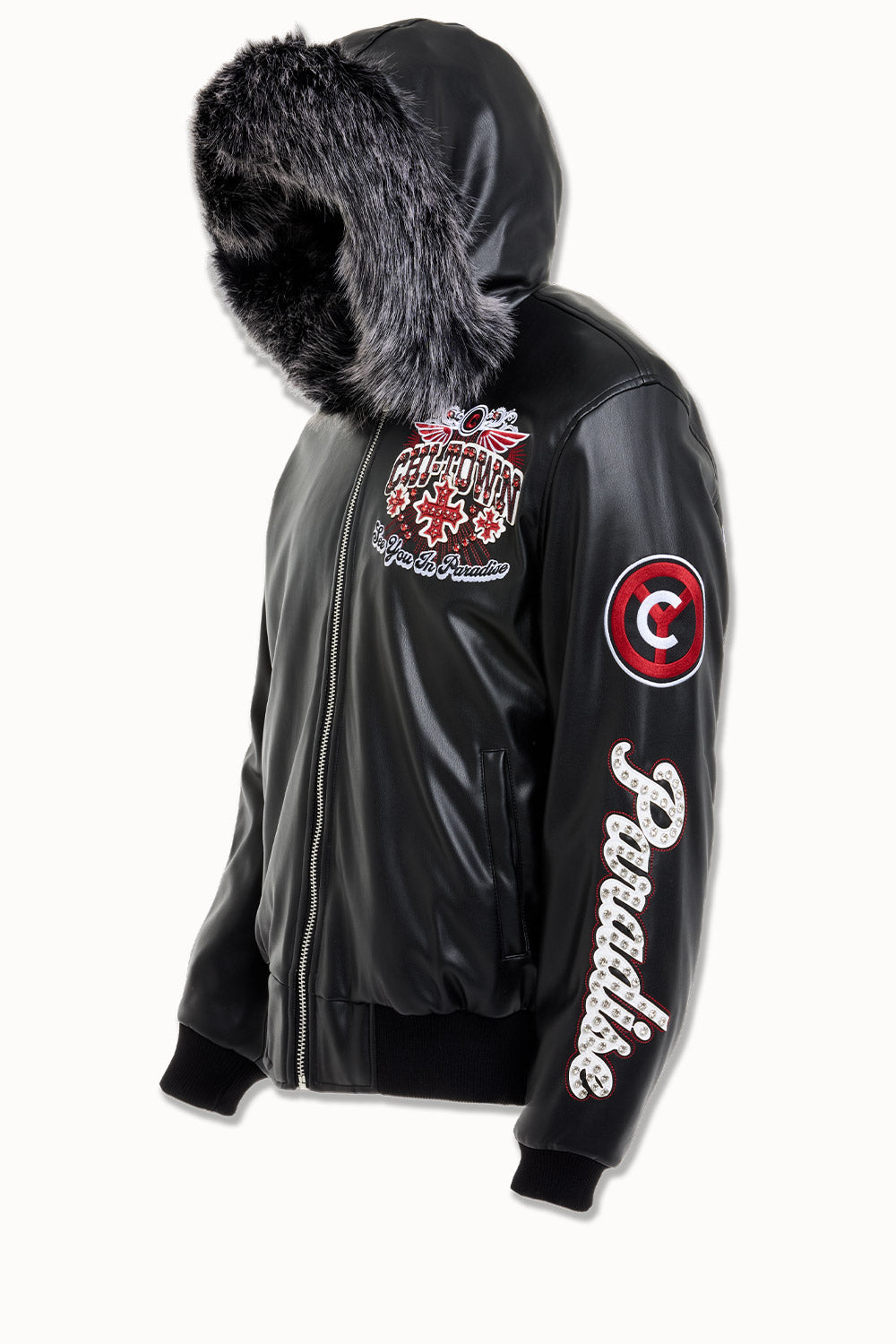 See You In Paradise "Chitown" Hooded Bomber Leather Jacket