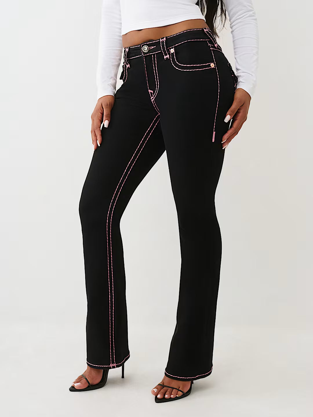 True Religion Women's Becca Mid Rise Super T Bootcut Jean - Black Rinse