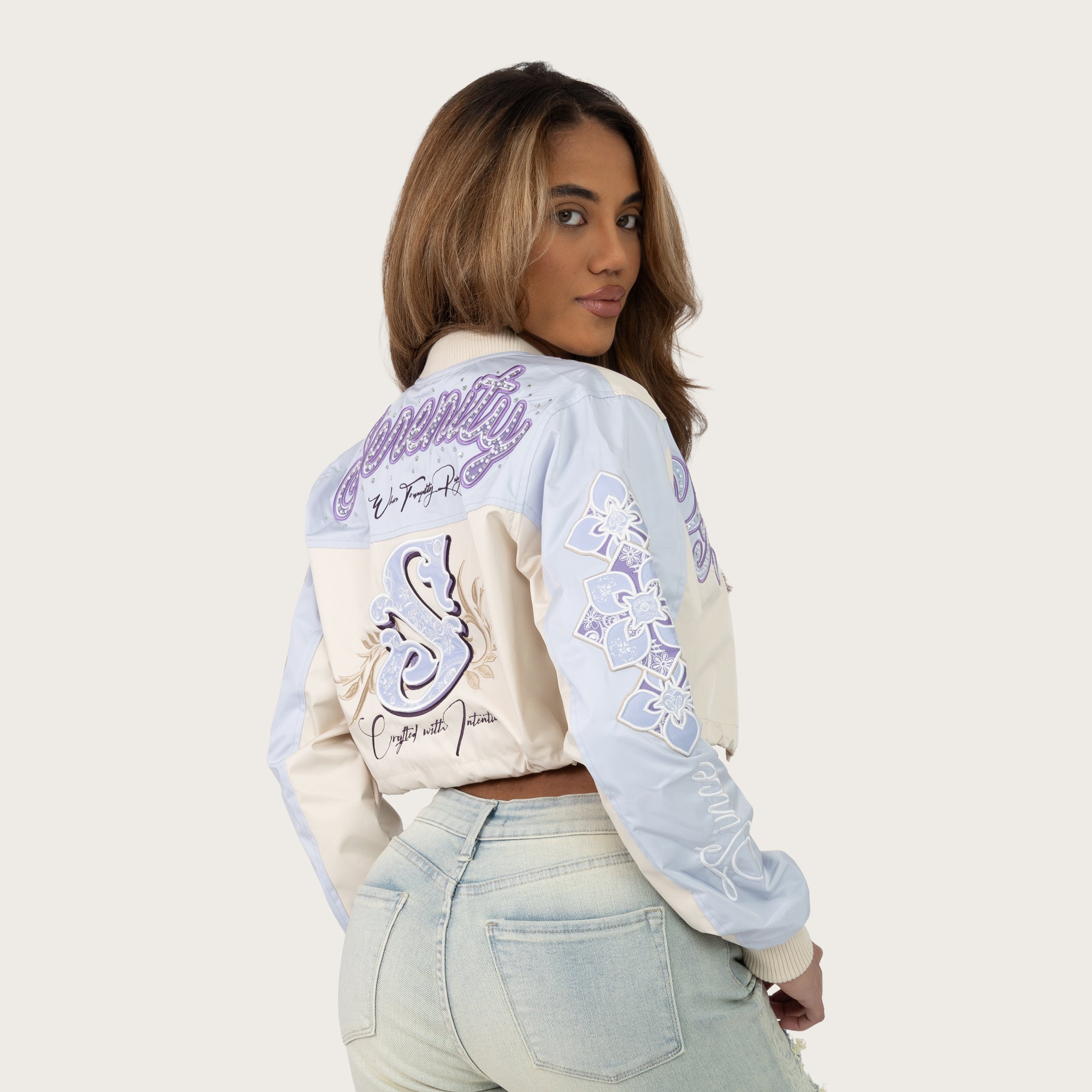 Smoke Rise Red Women's "Pure Bliss" Windbreaker Jacket - Oatmeal