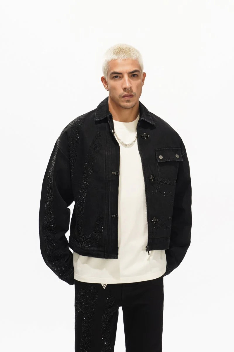 Valabasas "Encrypted" Black Rhinestone Denim Jacket