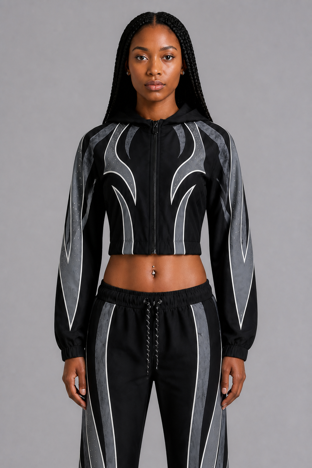 Smoke Rise Women's Rhinestone Panel Windbreaker Set