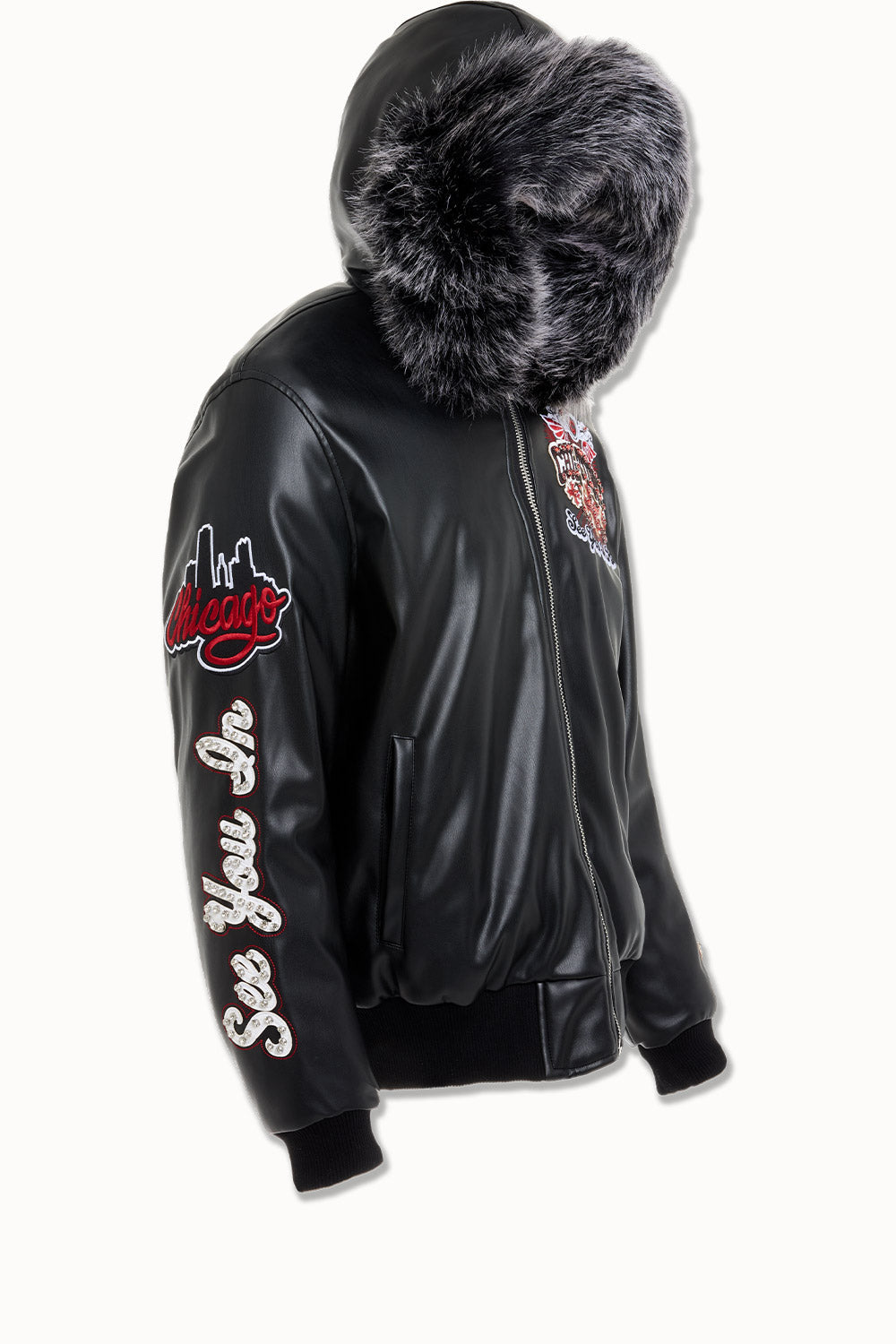 See You In Paradise "Chitown" Hooded Bomber Leather Jacket
