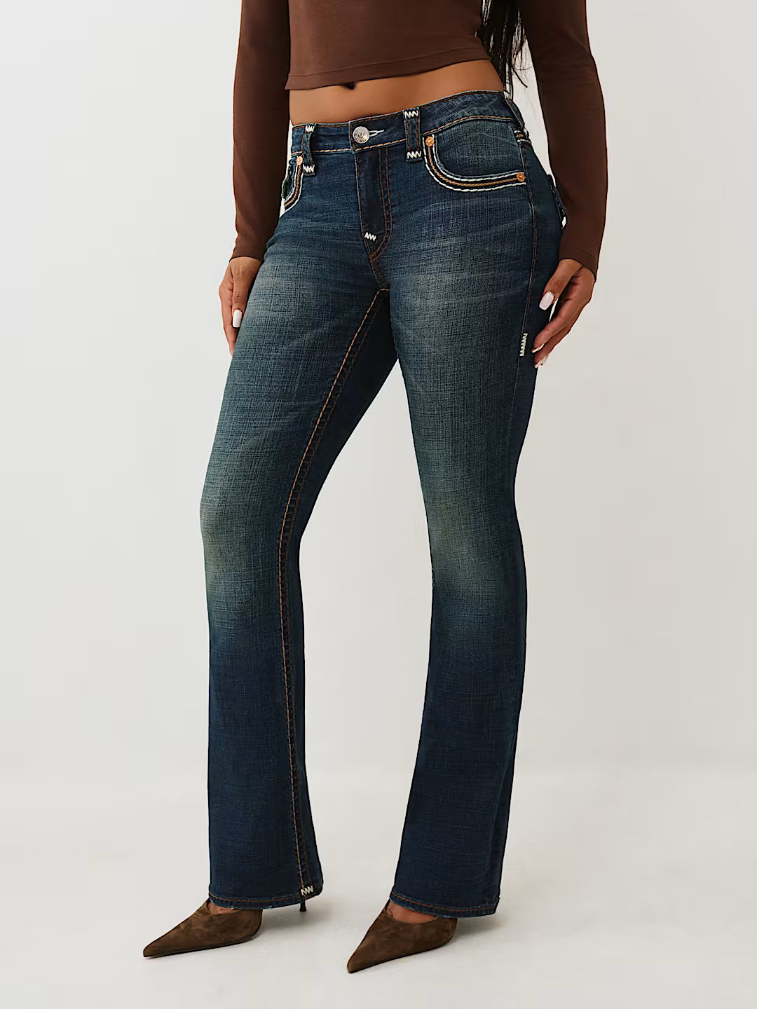 True Religion Women's Becca Mid Rise Super T Bootcut Jean - True Bond