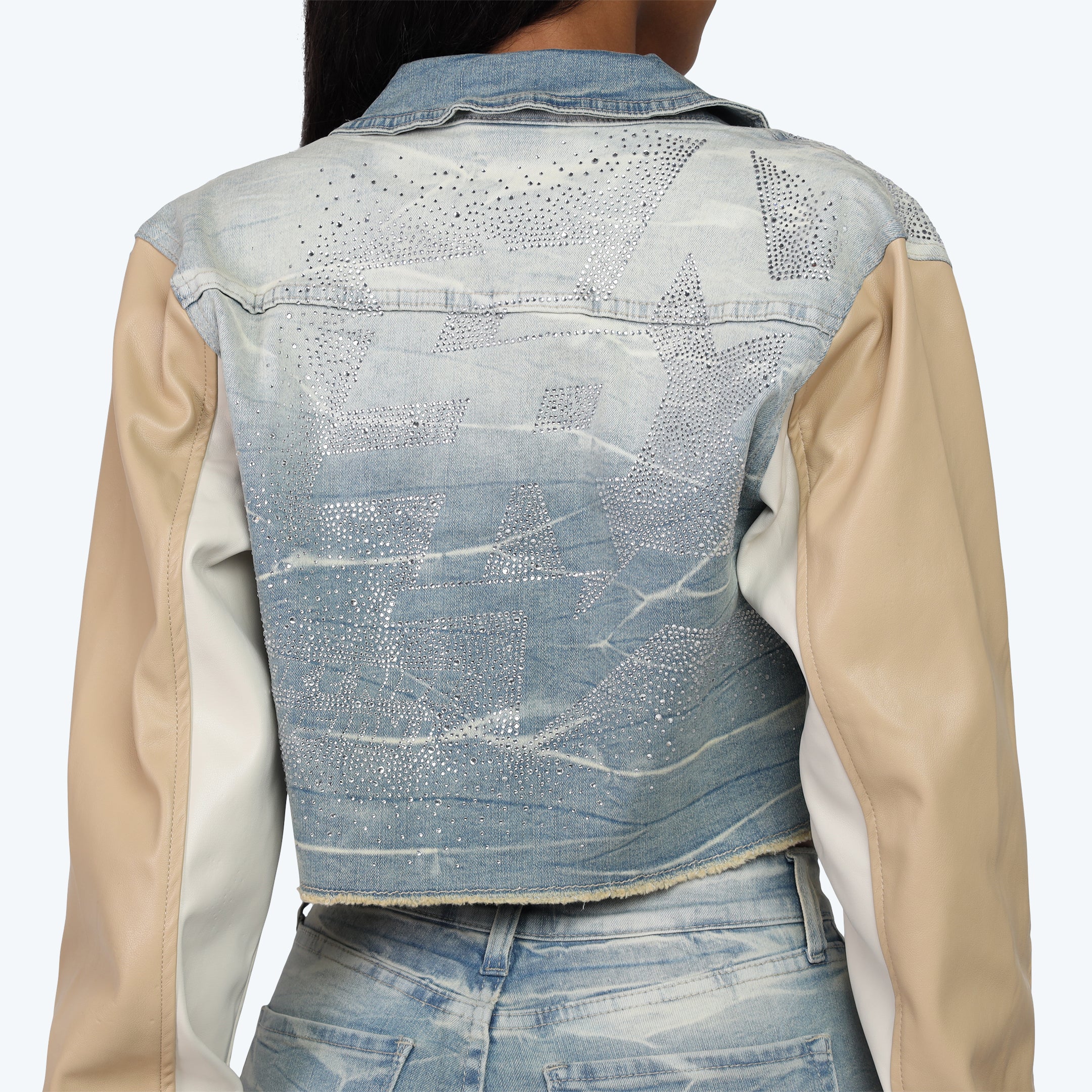 Smoke Rise Rhinestone Jean Trucker Jacket & Pinching Stack Pants