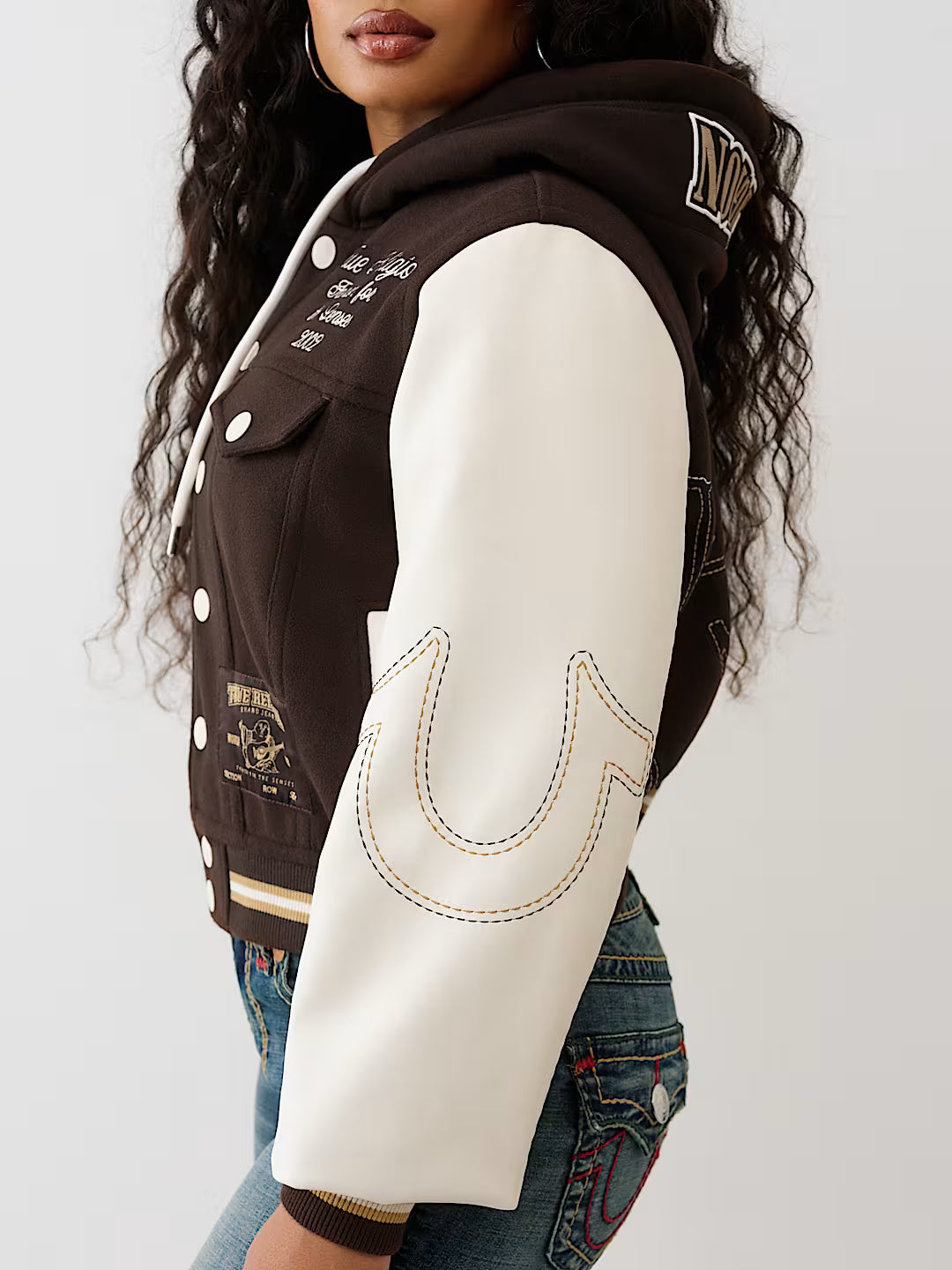 True Religion Women's Anniversary Embroidered Varsity Jacket