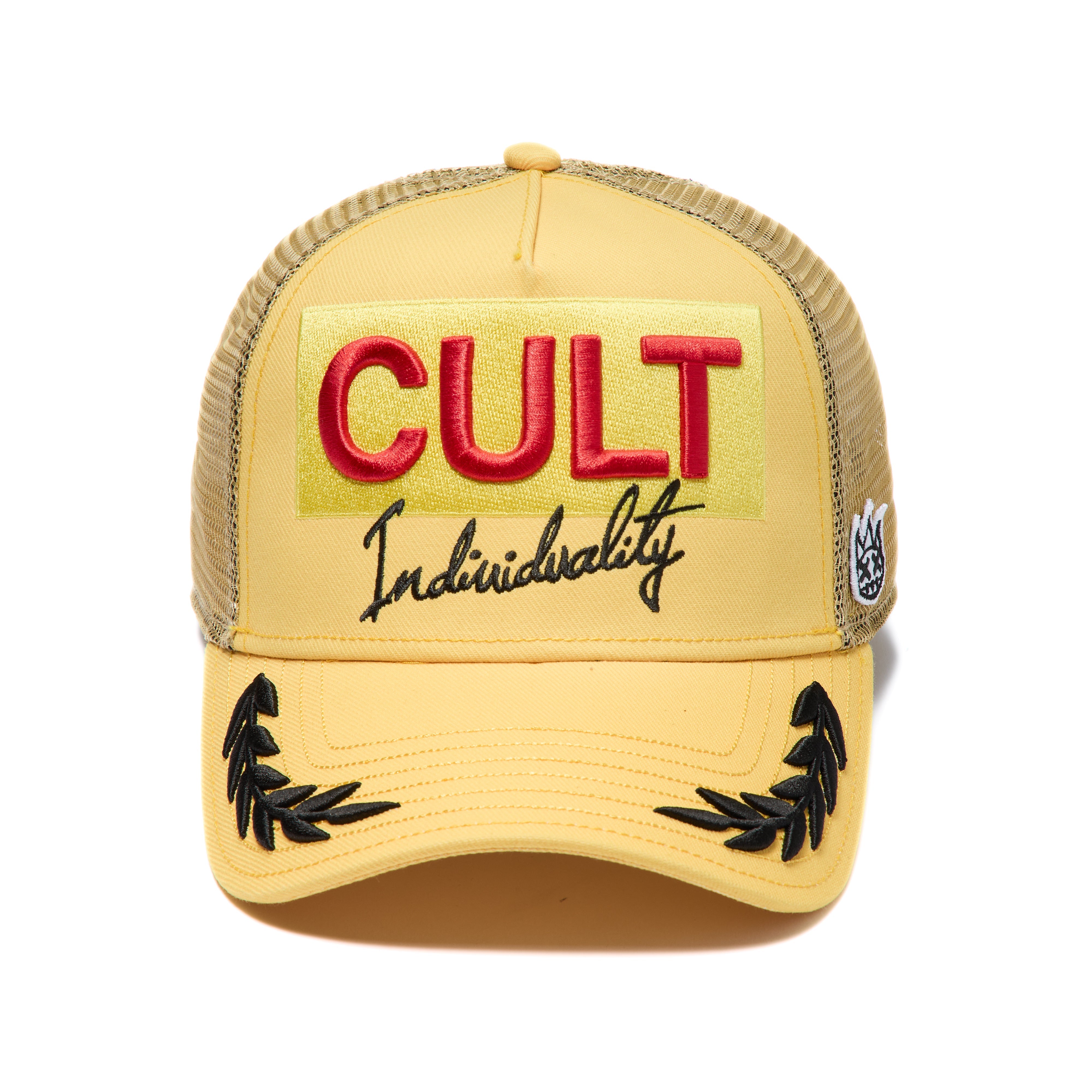 Cult of Individuality "Racing" Mesh Back Trucker Hat - Yellow Gold