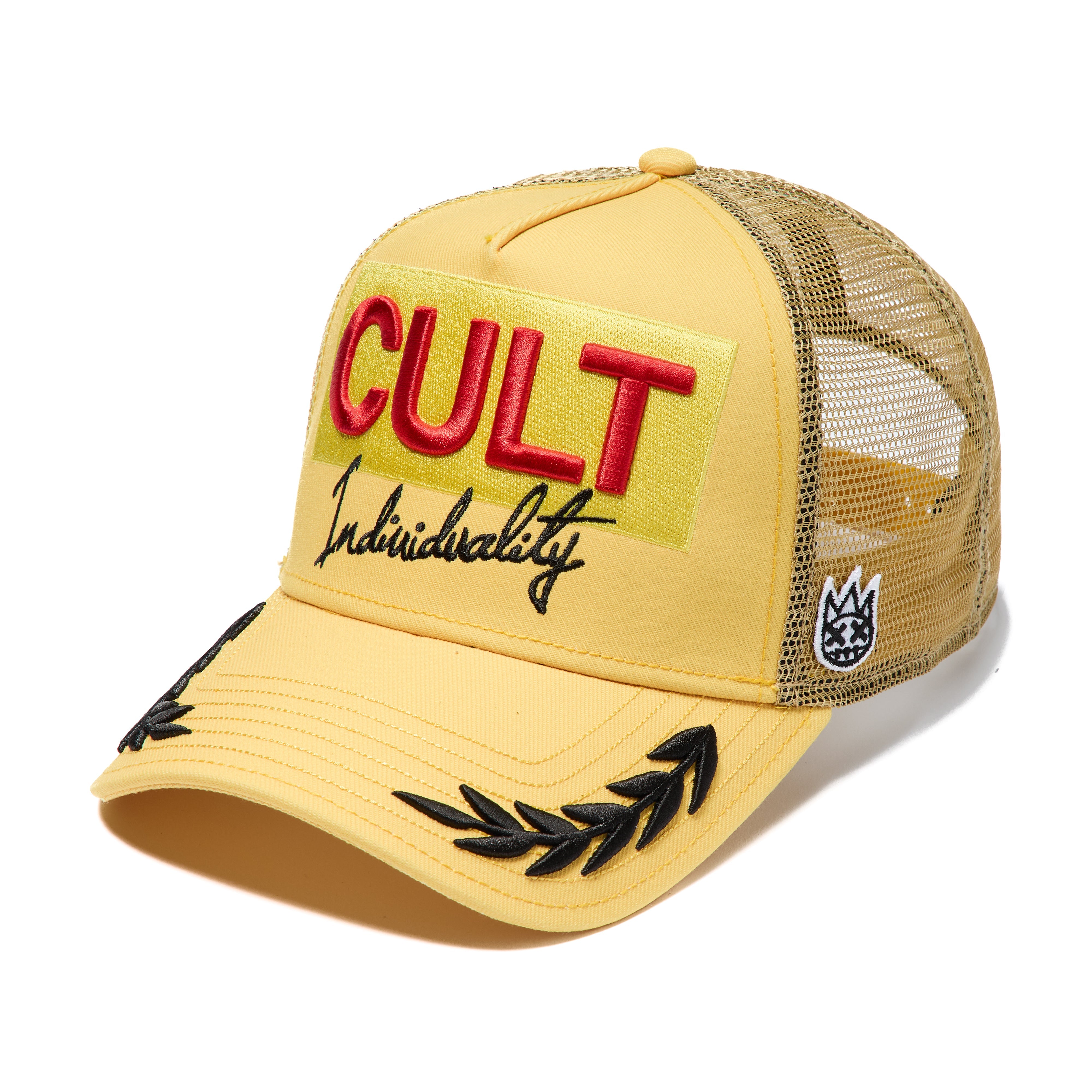 Cult of Individuality "Racing" Mesh Back Trucker Hat - Yellow Gold