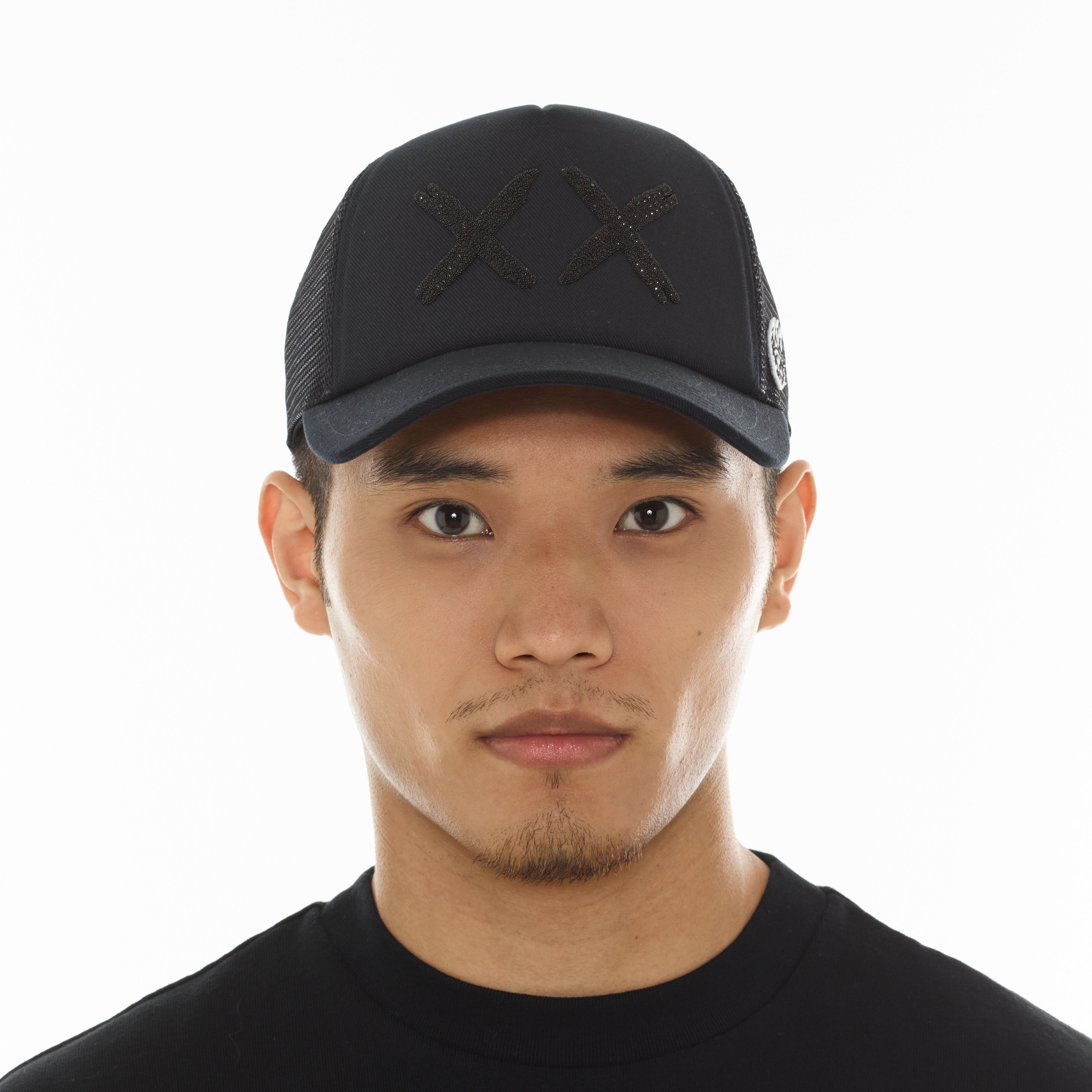 Cult of Individuality "XX" Black Crystals Mesh Back Trucker Hat