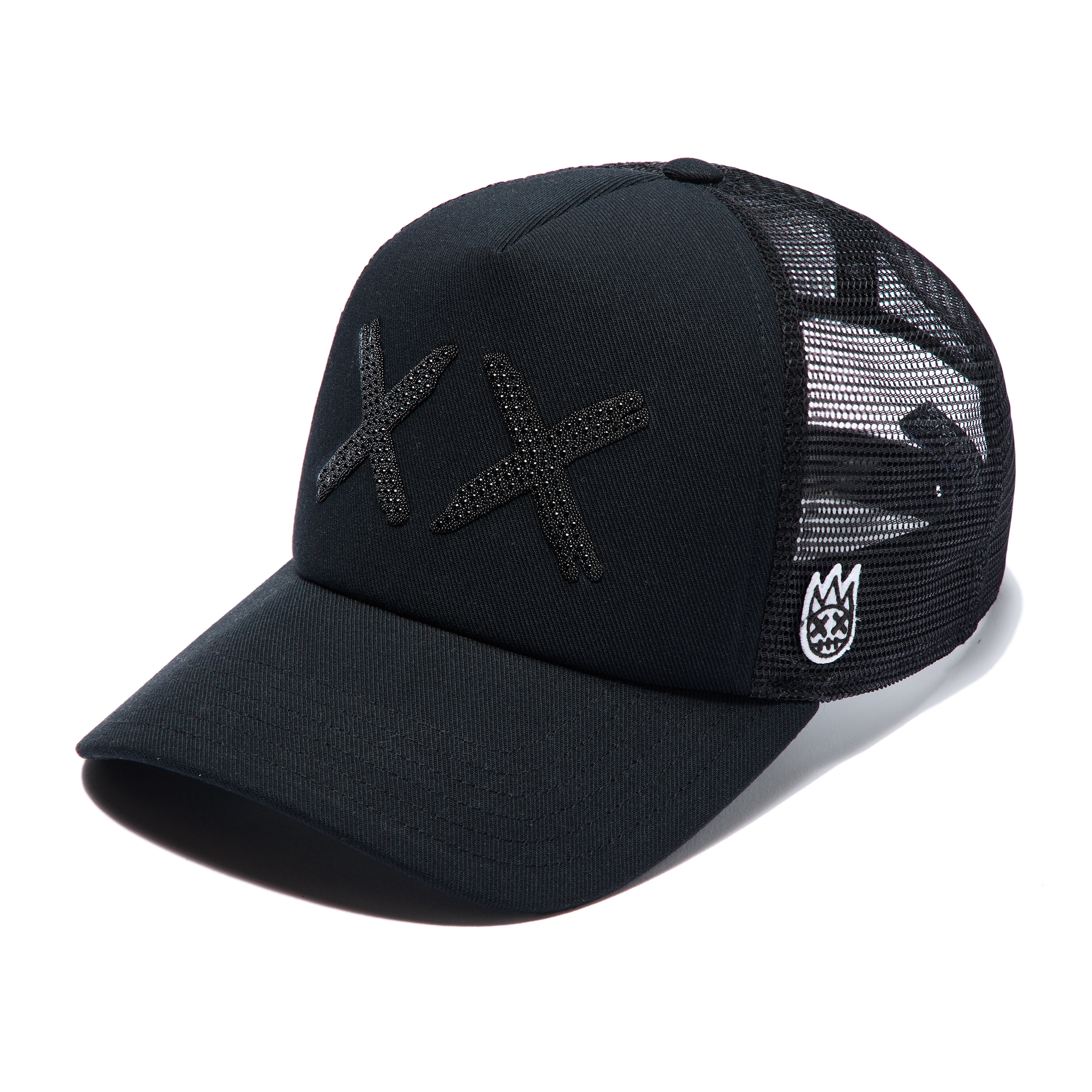 Cult of Individuality "XX" Black Crystals Mesh Back Trucker Hat