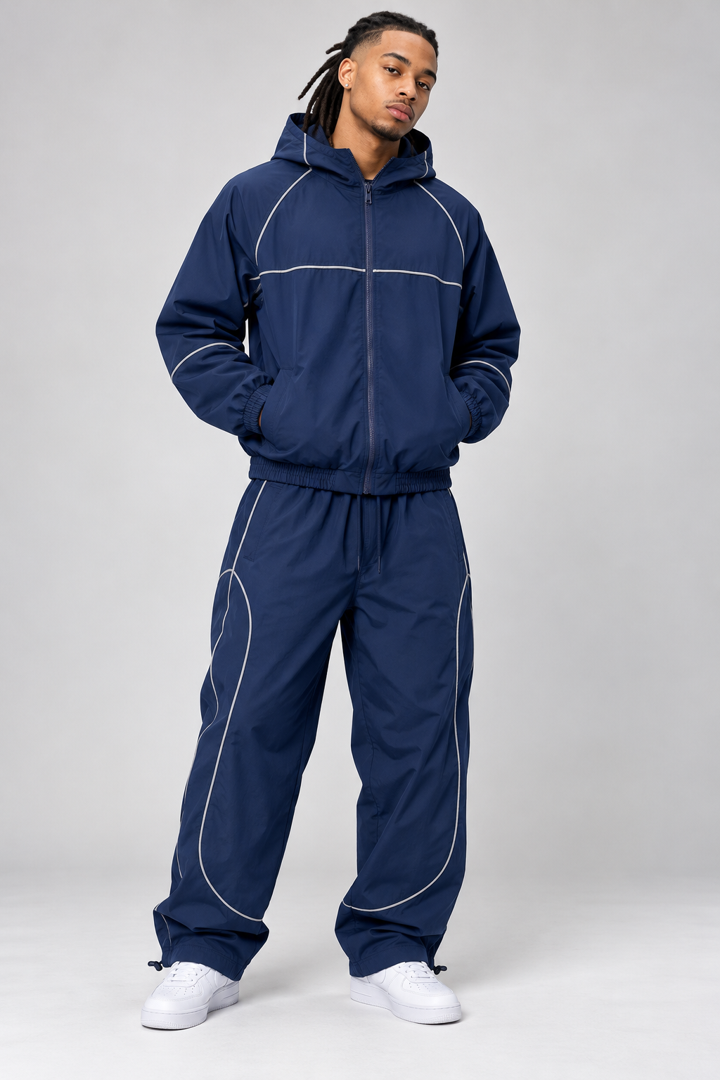 Rebel Minds Piping Nylon Track Suit