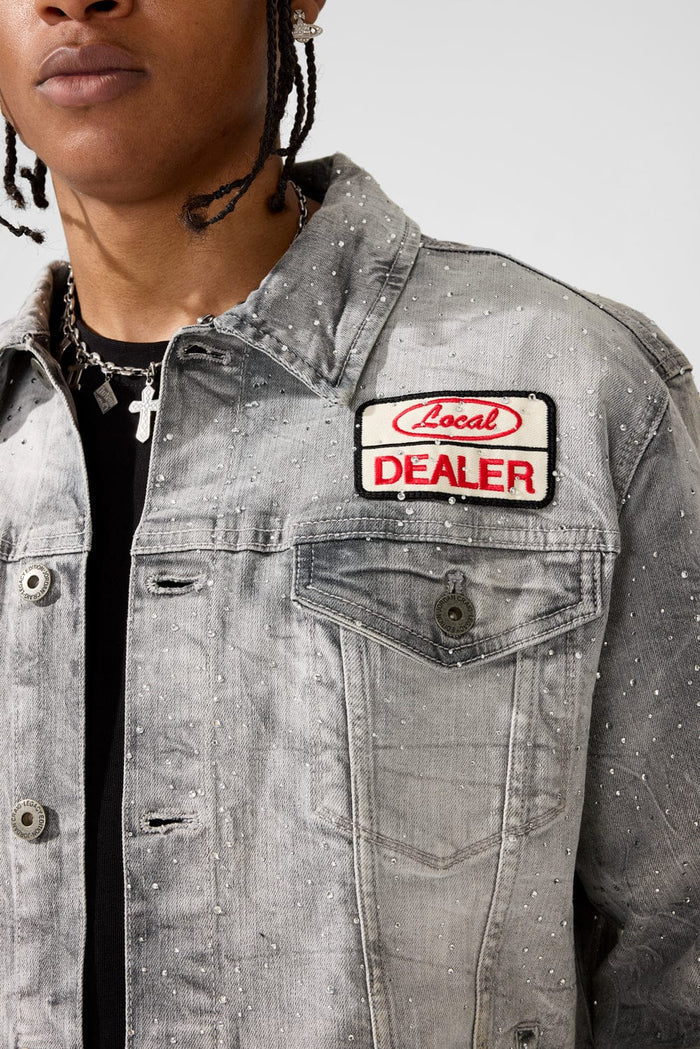 Jordan Craig "Local Dealer" Rhinestone Trucker Denim Jacket