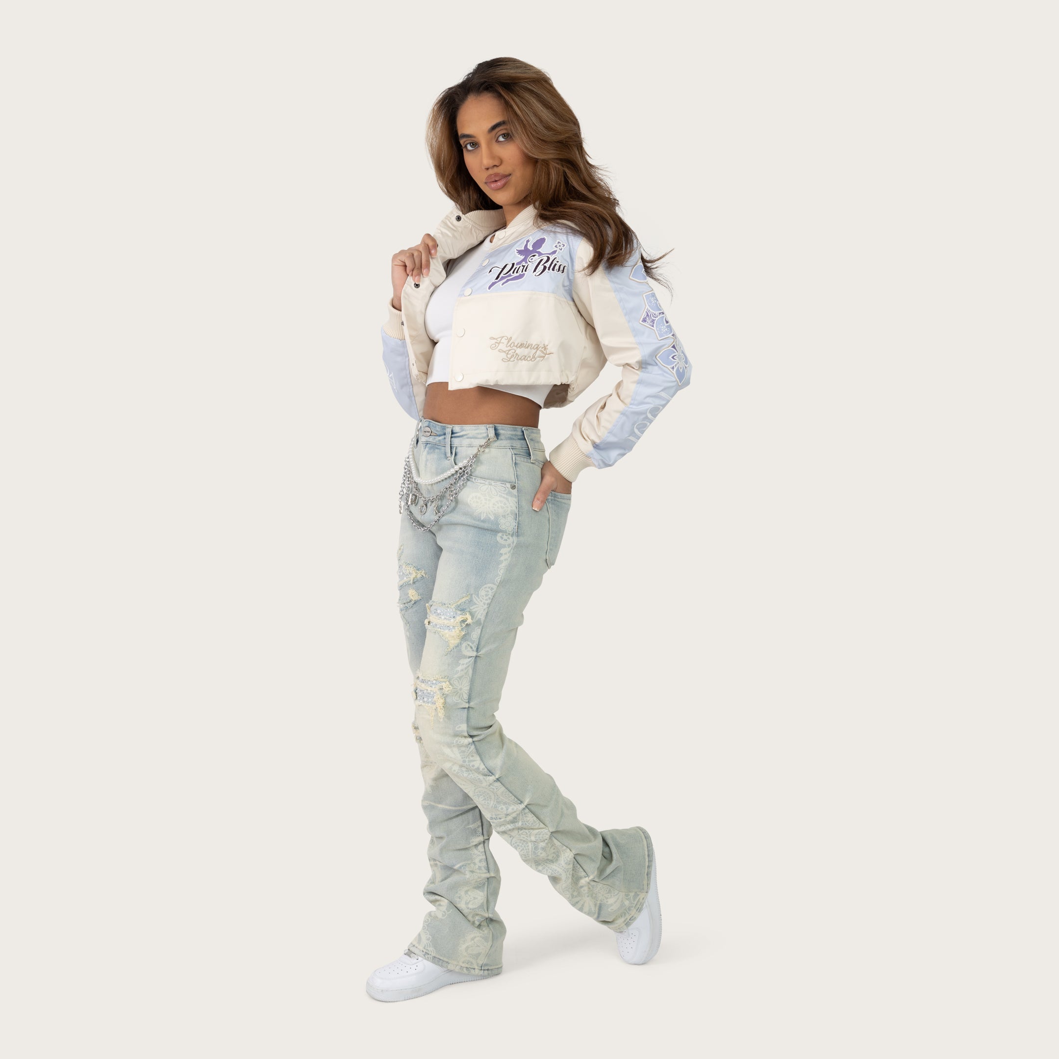 Smoke Rise Women's High Rise Chain Flare Jean