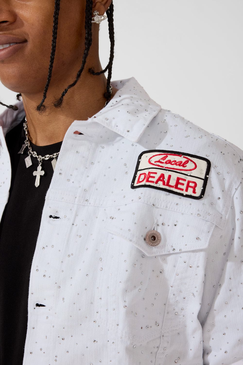 Jordan Craig "Local Dealer" Rhinestone Trucker Denim Jacket