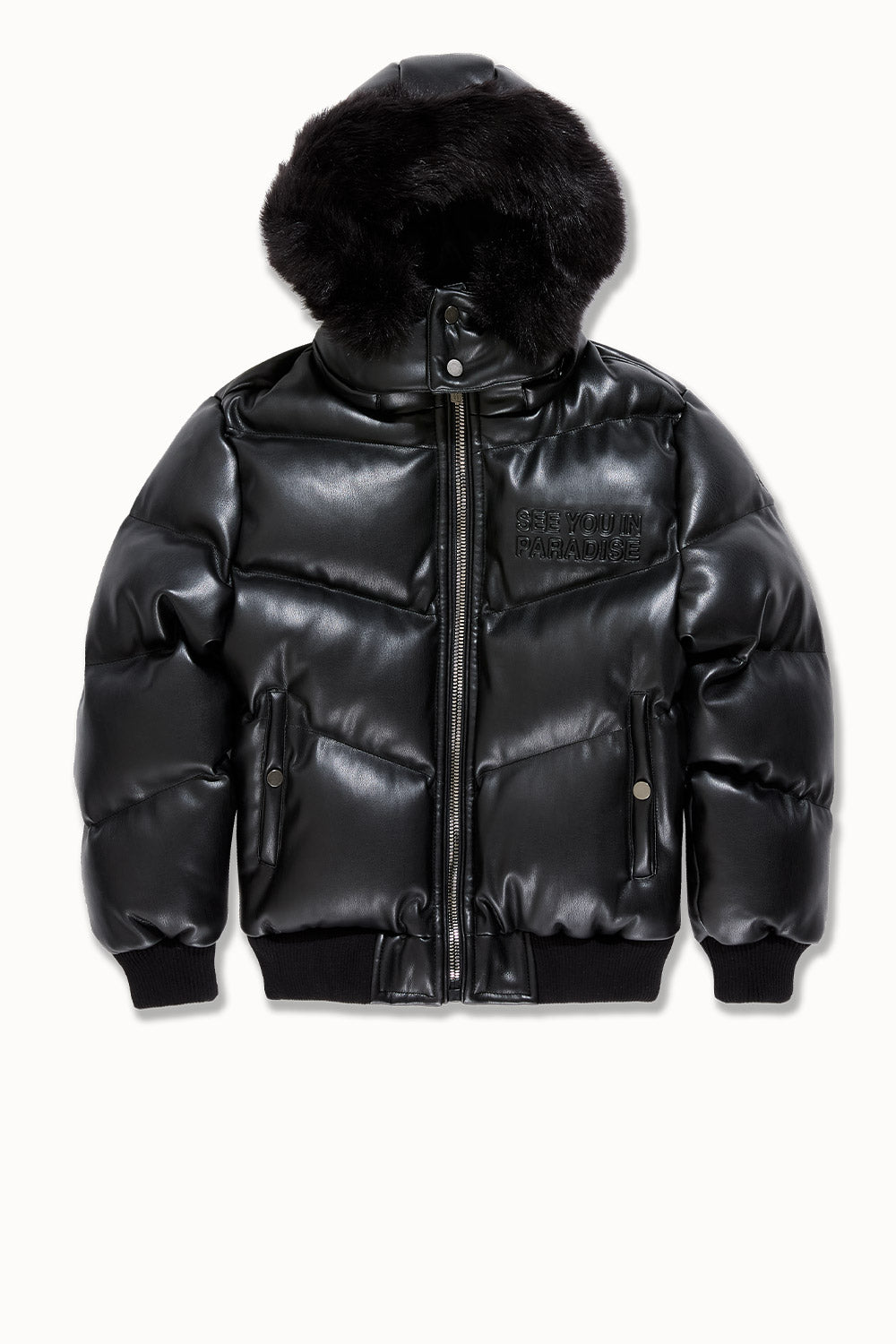 See You In Paradise "The Wild One" Kids Puffer Leather Jacket