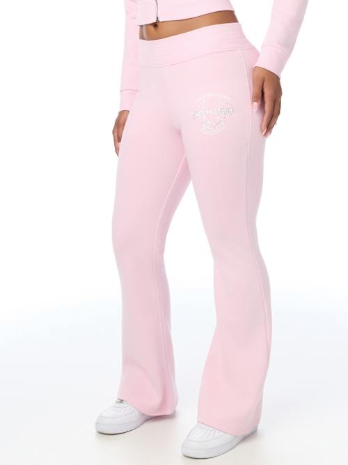 True Religion Women's Big T Crystal Horseshoe Shrunken Zip & Bootcut Pants Set