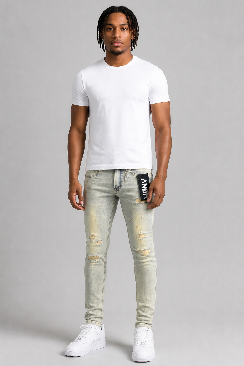 ANOM "Palms" Fitted Jeans - Light Vintage Blue