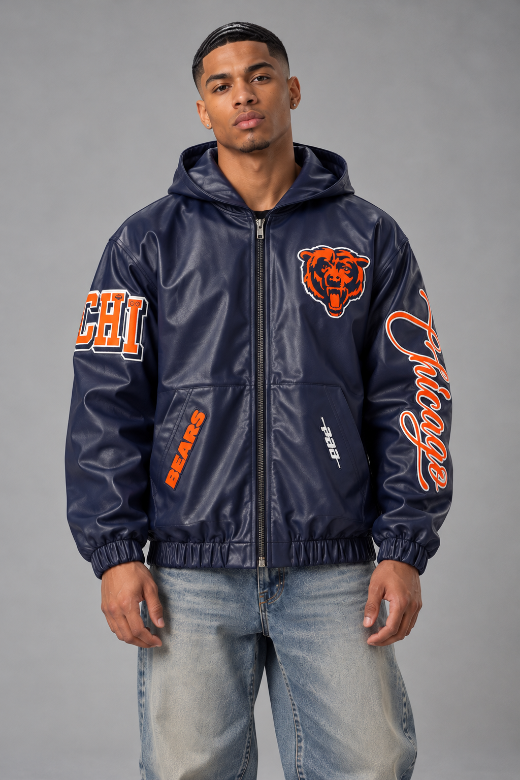 Pro Standard DC Exclusive Chicago Bears Leather Jacket - Navy