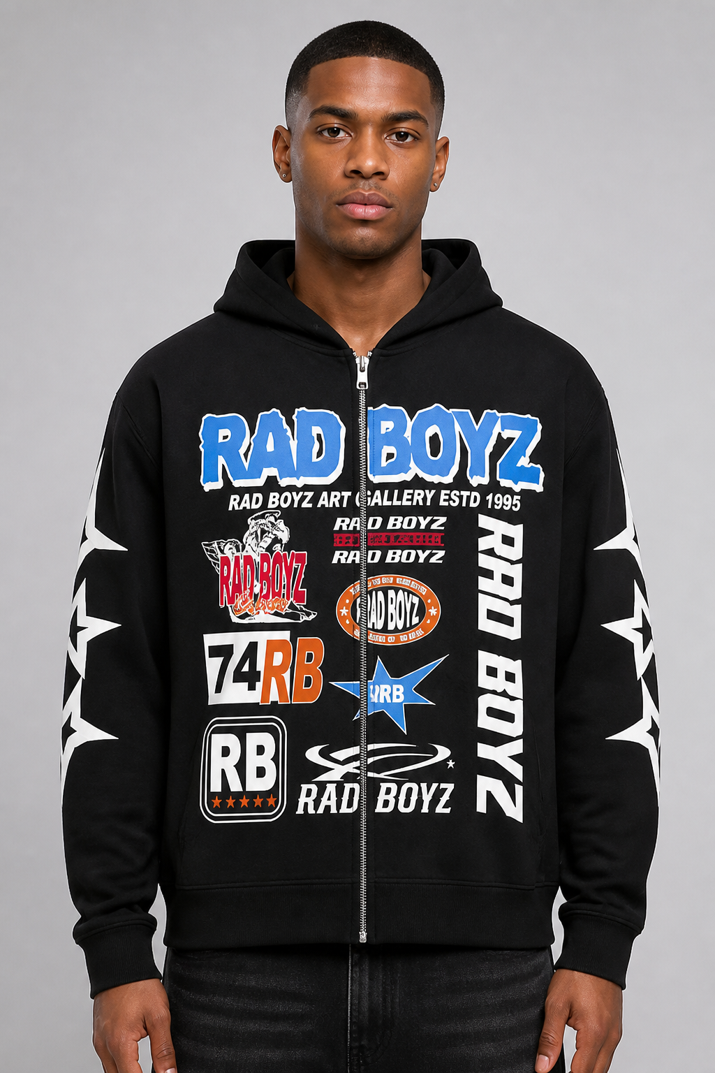 Rad Boyz Zip-up Hoodie - Black