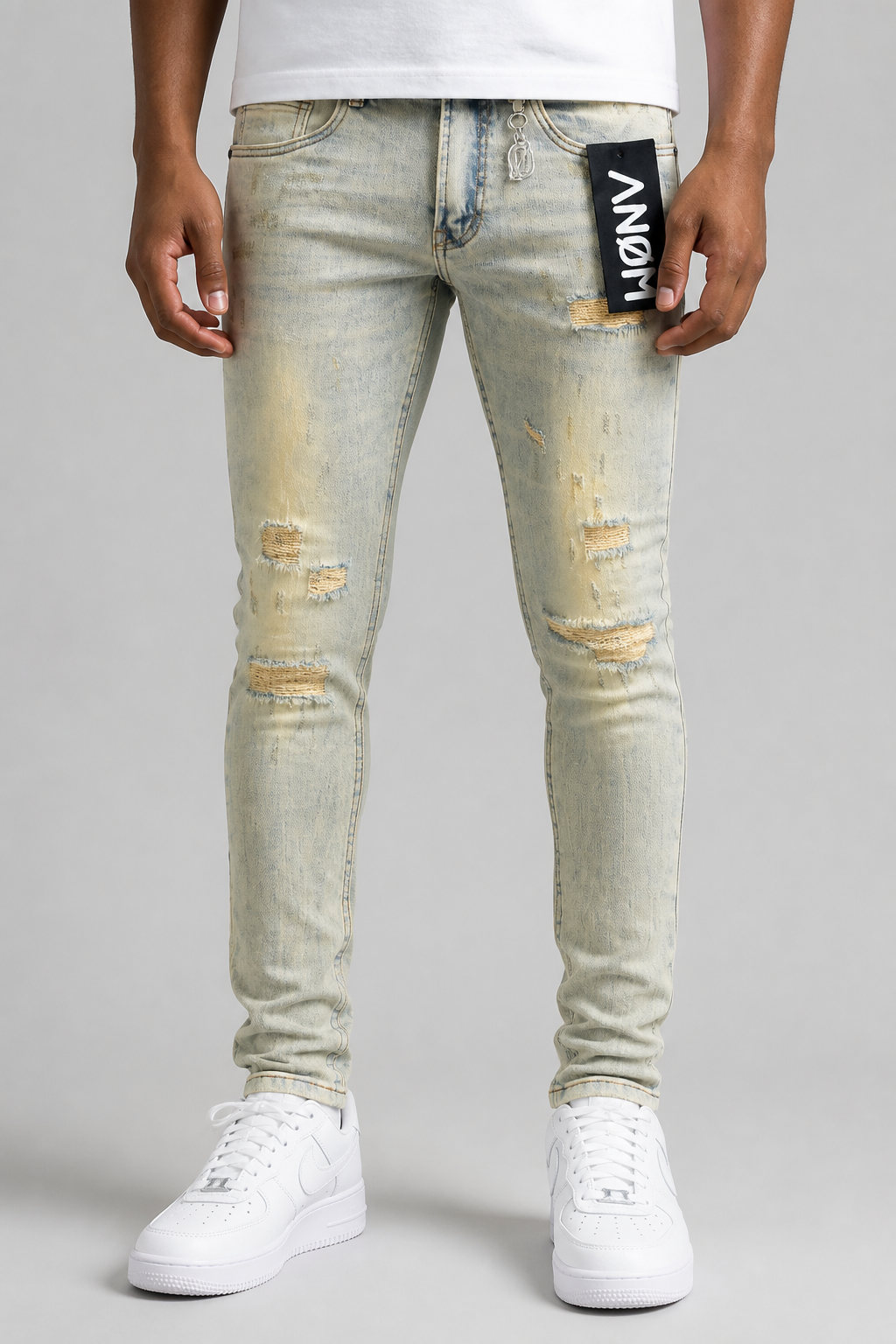 ANOM "Palms" Fitted Jeans - Light Vintage Blue