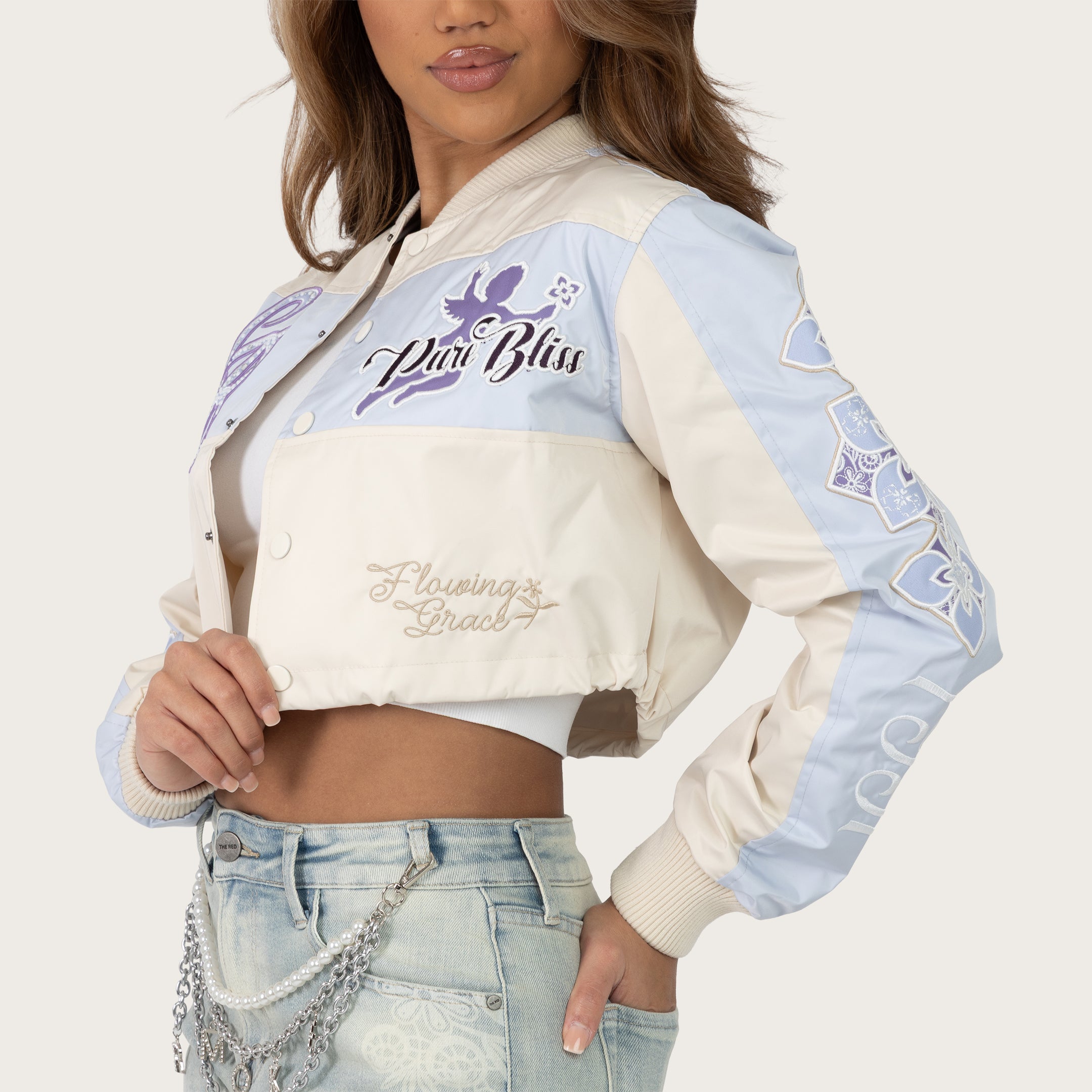 Smoke Rise Red Women's "Pure Bliss" Windbreaker Jacket - Oatmeal