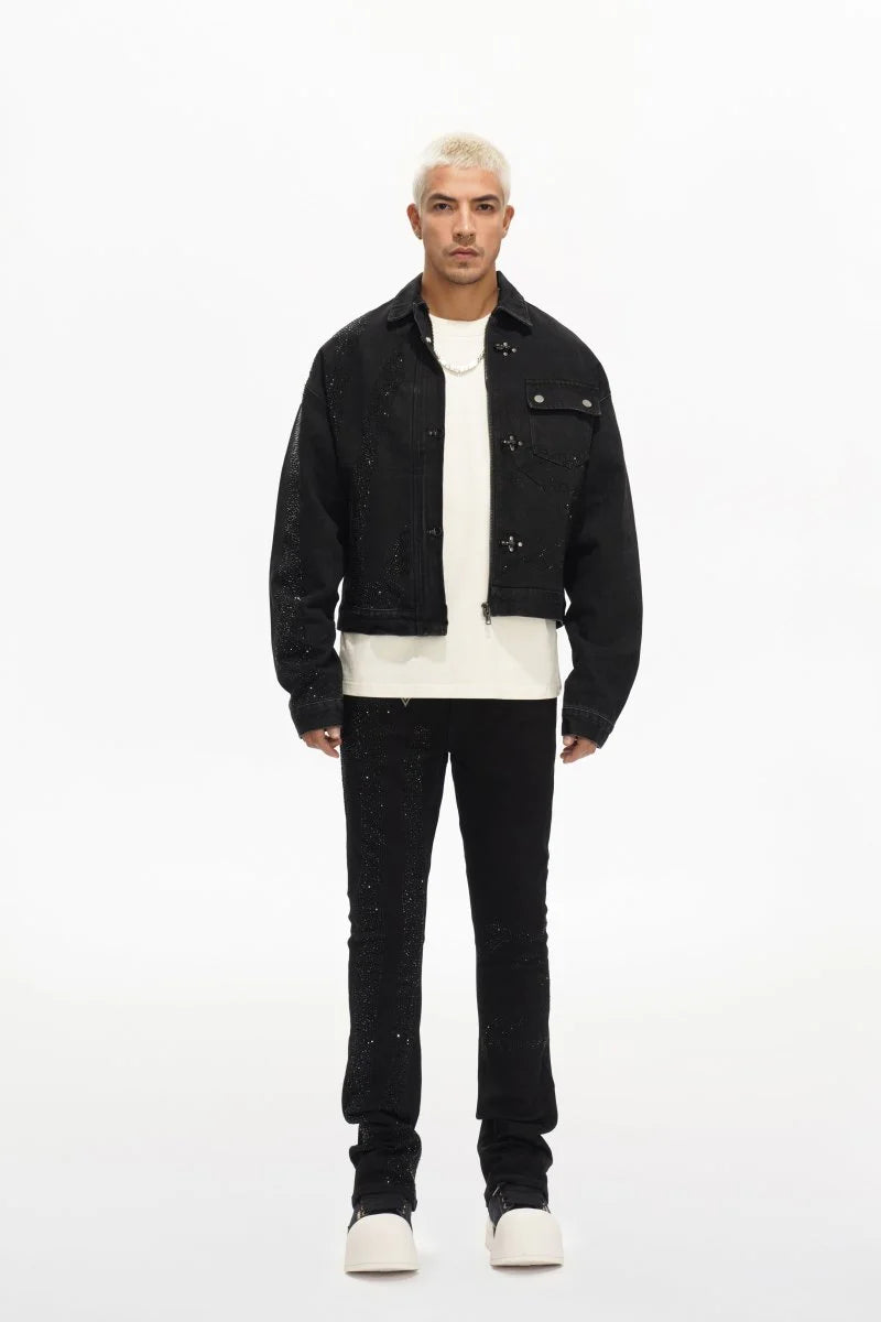 Valabasas "Encrypted" Black Rhinestone Denim Jacket